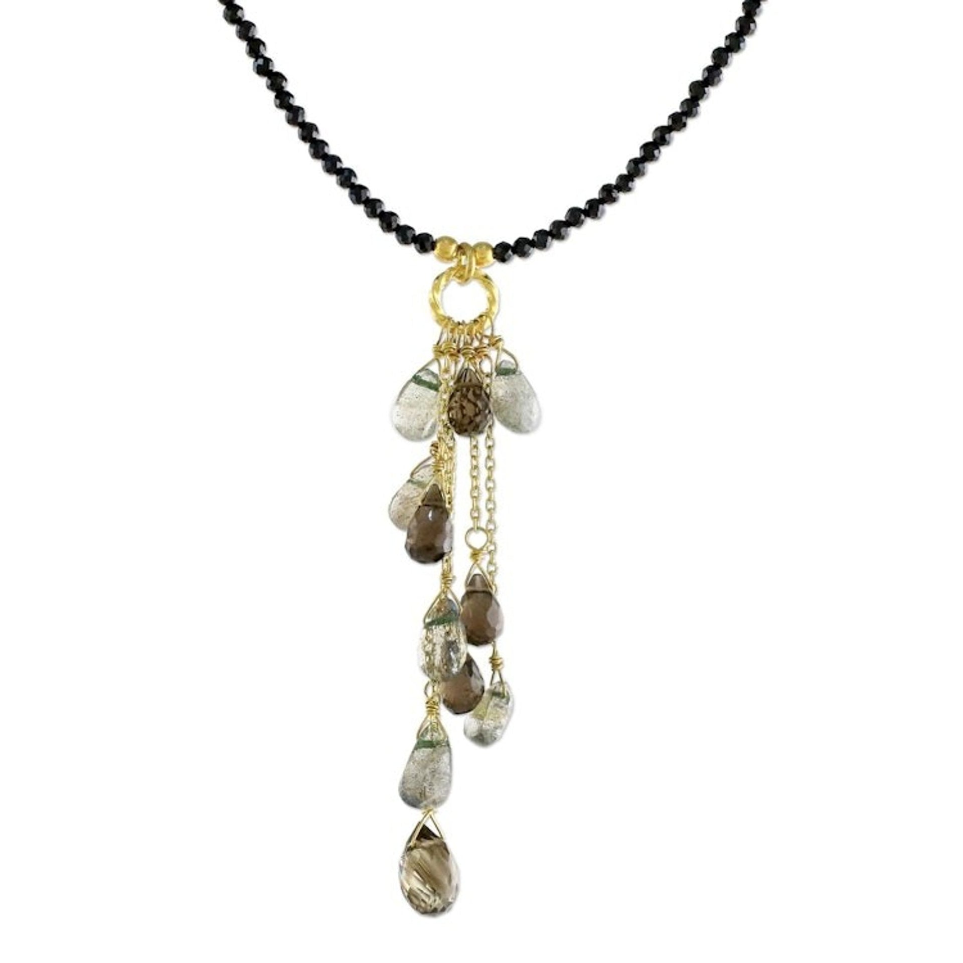 Multi-Gemstone Beaded Pendant Necklace from Thailand 'Beautiful Cavern'