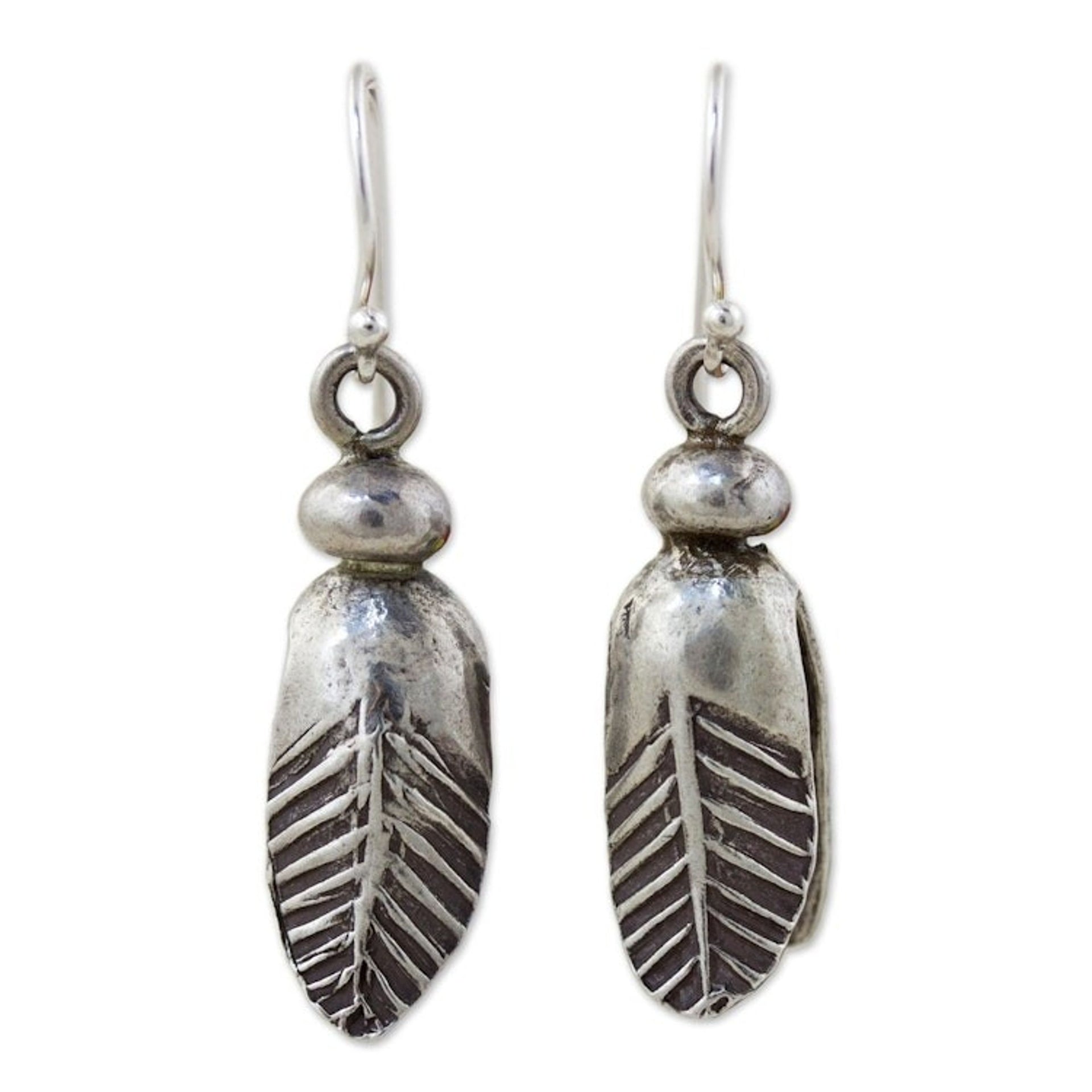 Silver 950 dangle earrings 'Spring Leaves'