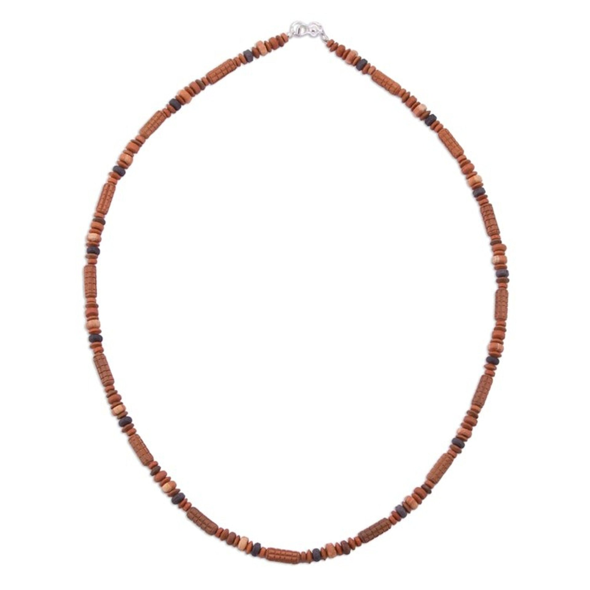 Ceramic Beaded Necklace with Maize Motif from Peru 'Andean Corn'