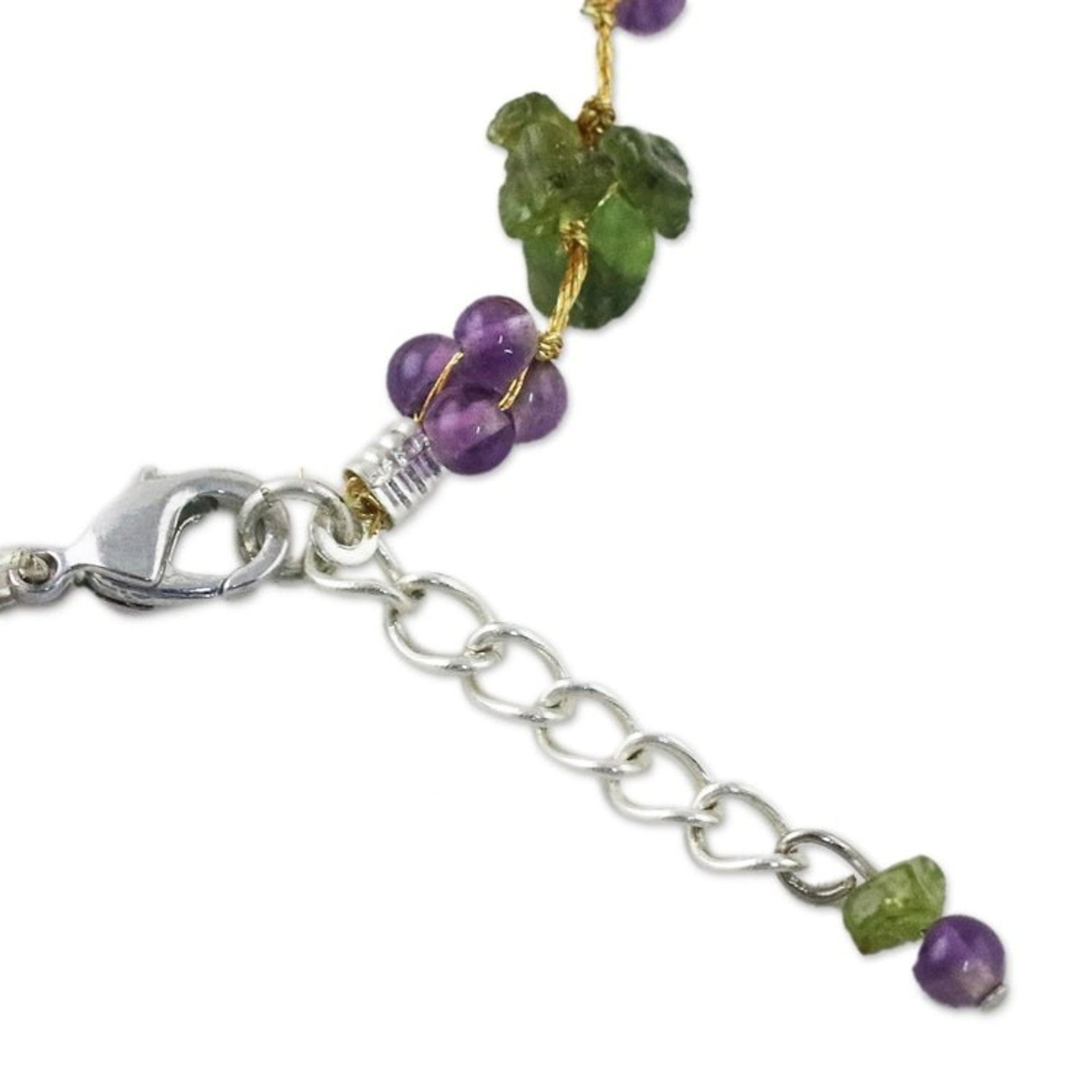 Beaded Amethyst and Peridot Bracelet from Thailand 'Chiang Mai Muse'