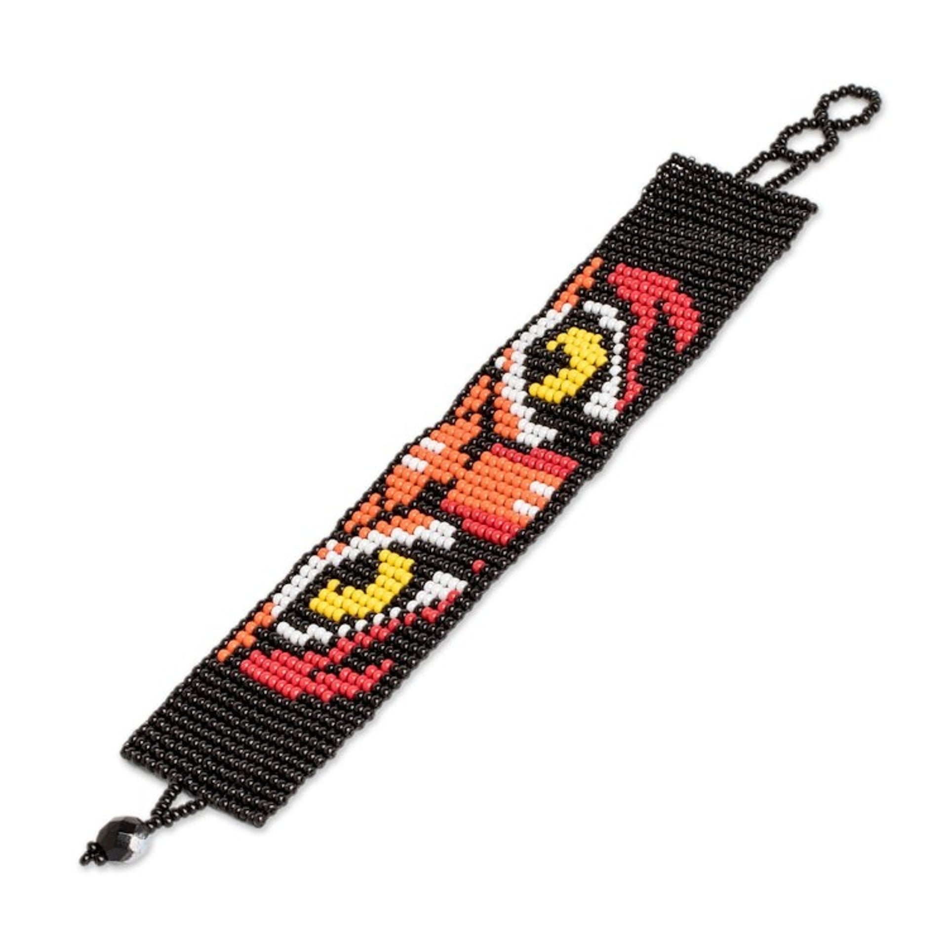 Tiger Motif Beaded Wristband Bracelet 'Tiger Gaze'