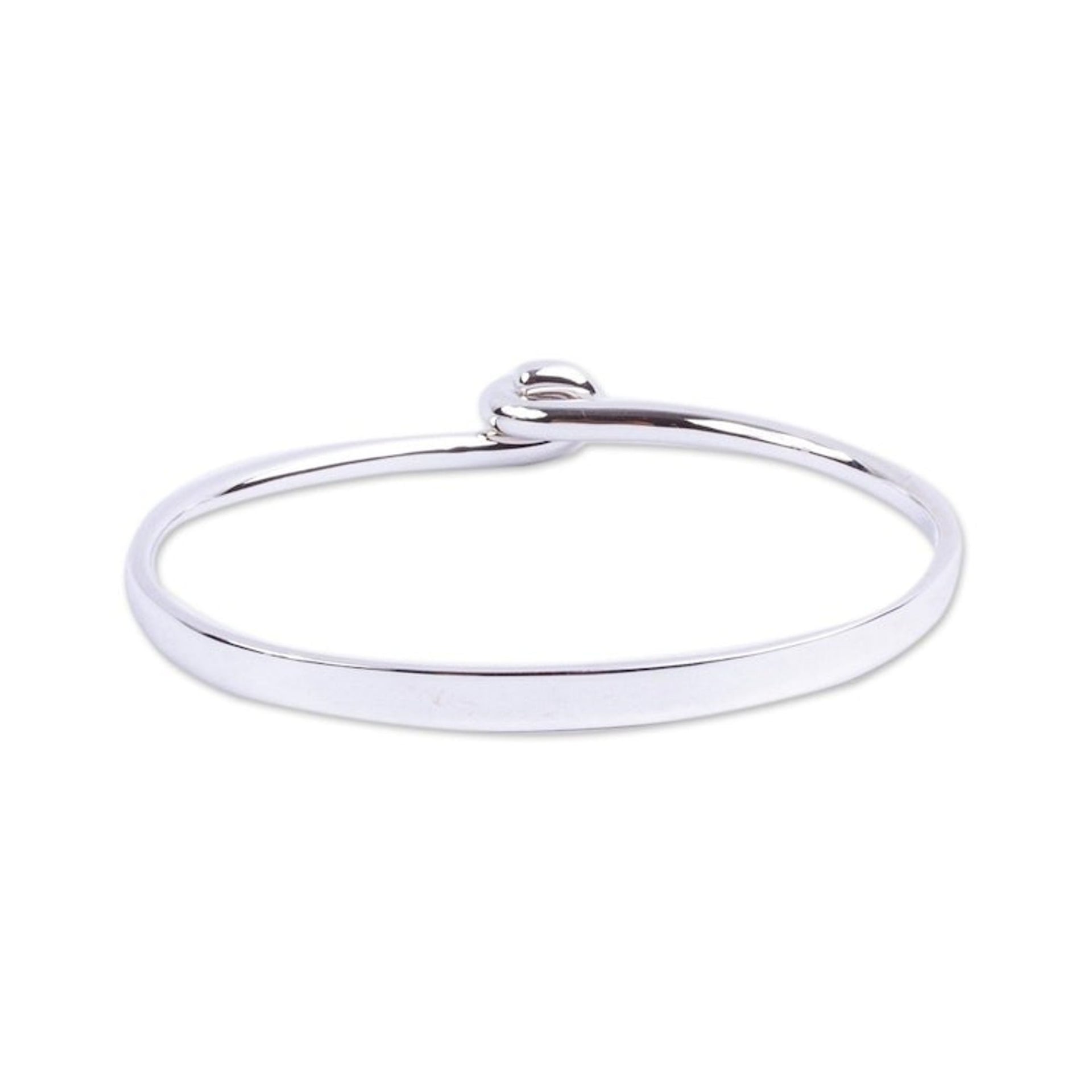 Modern Minimalist Sterling Silver Bangle Bracelet from Taxco 'Clasping Hands'