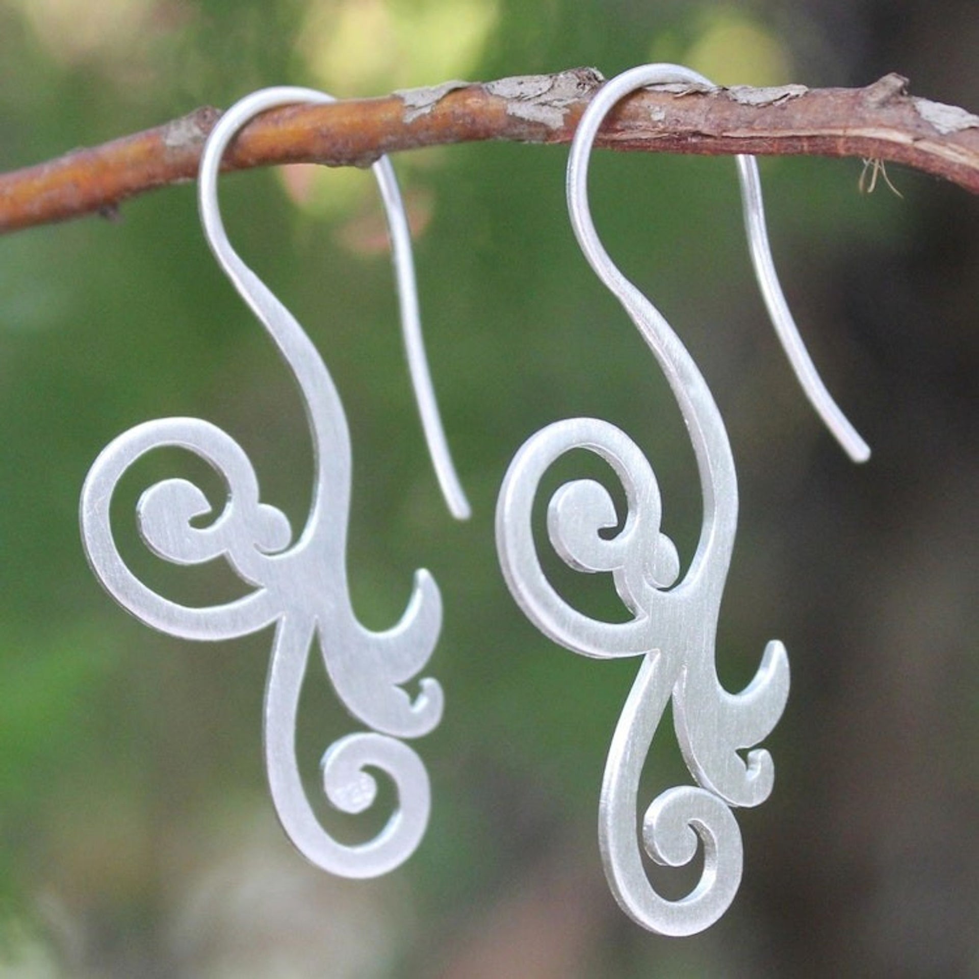 Modern Sterling Silver Drop Earrings 'Enamored'