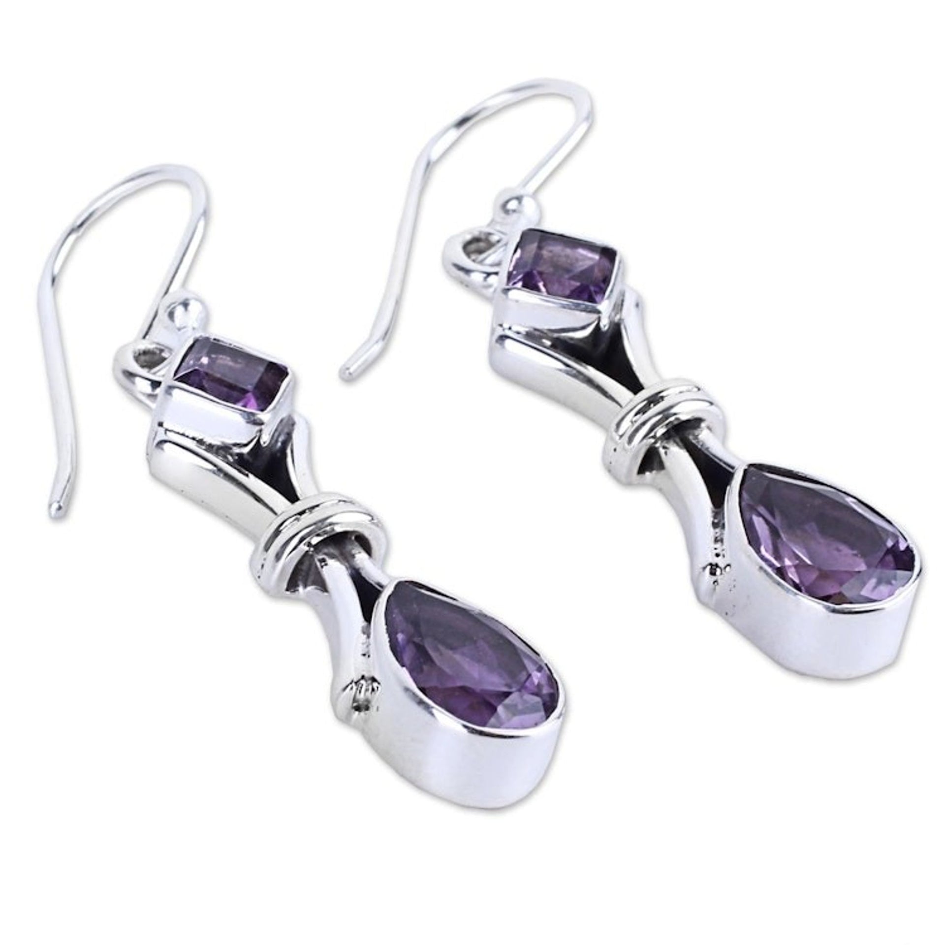 2.5 Carat Amethyst and Sterling Silver Earrings from India 'Magical Lilac'