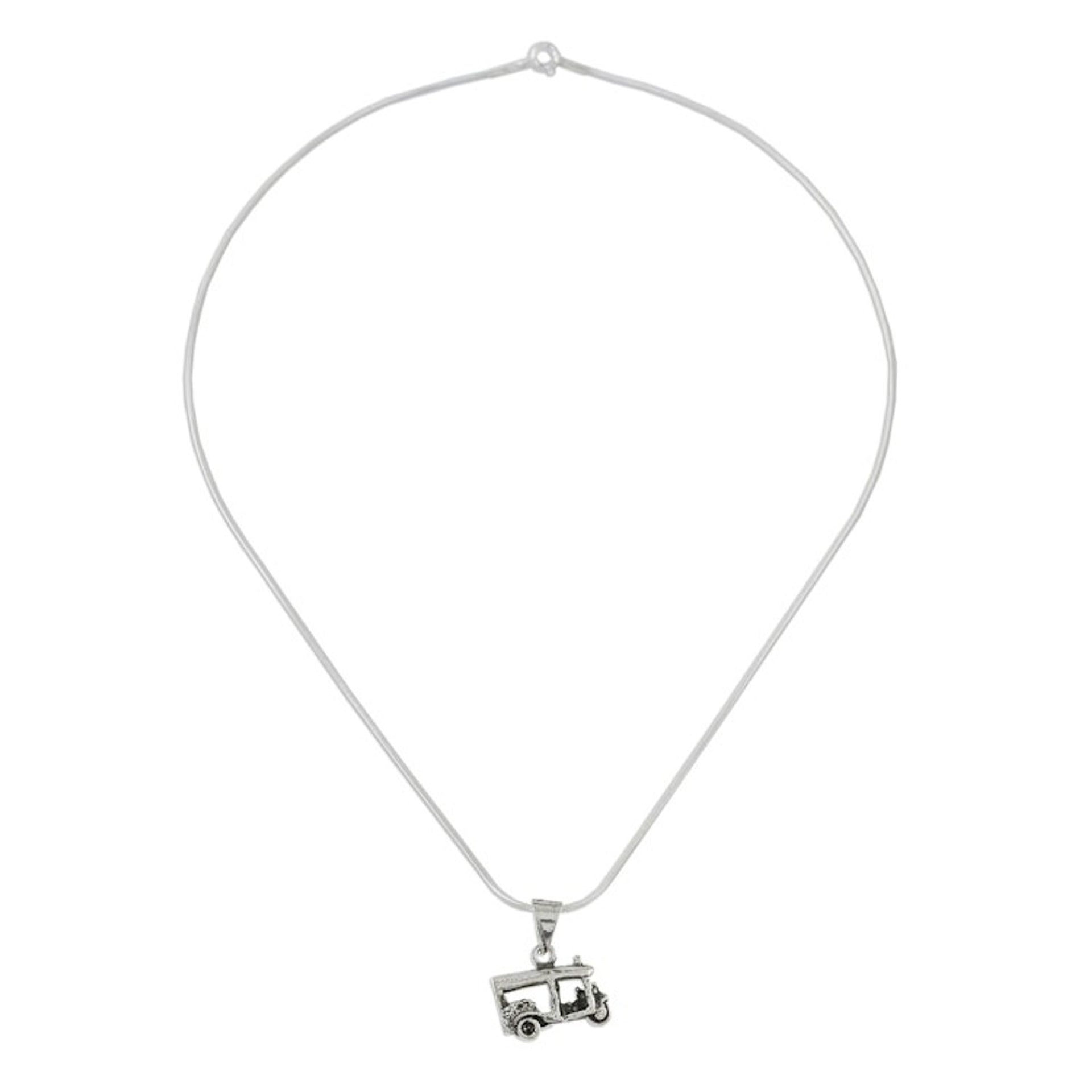 Sterling Silver Tuk Tuk Pendant Necklace from Thailand 'Thai Tuk Tuk'