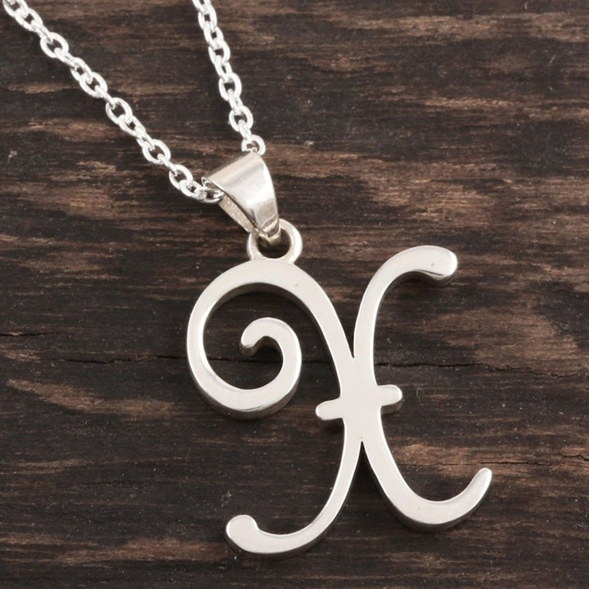 Initial X Sterling Silver Pendant Necklace 'Dancing X'