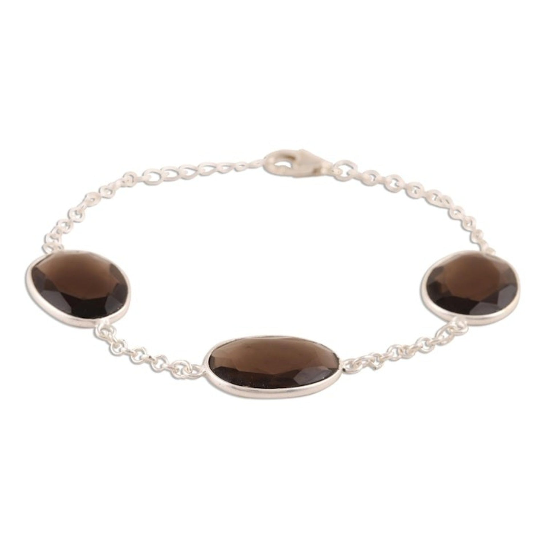42.5-Carat Smoky Quartz Station Bracelet from India 'Glistening Eggs'