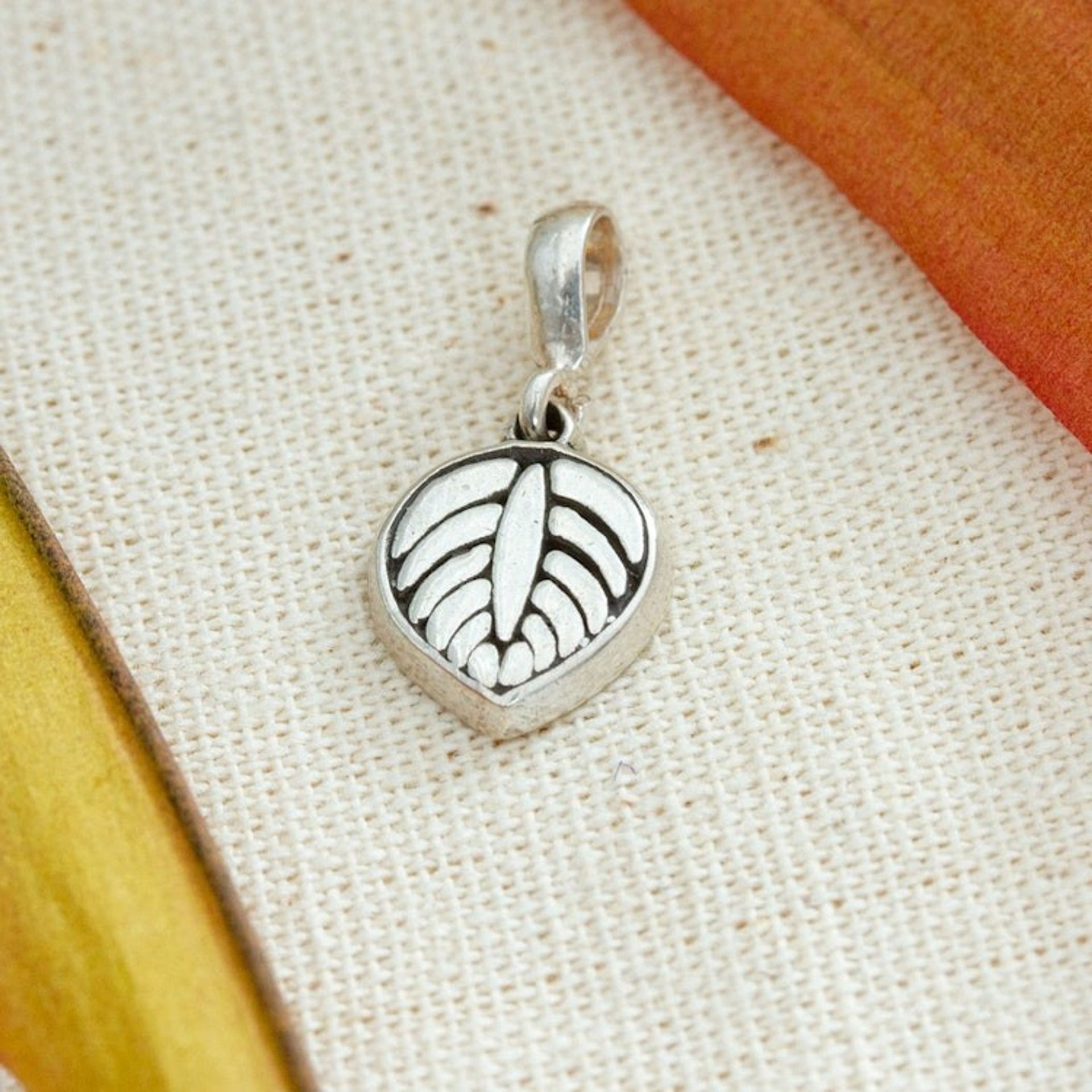 Leaf-Themed Taxco Sterling Silver Pendant from Mexico 'Luscious Leaf'