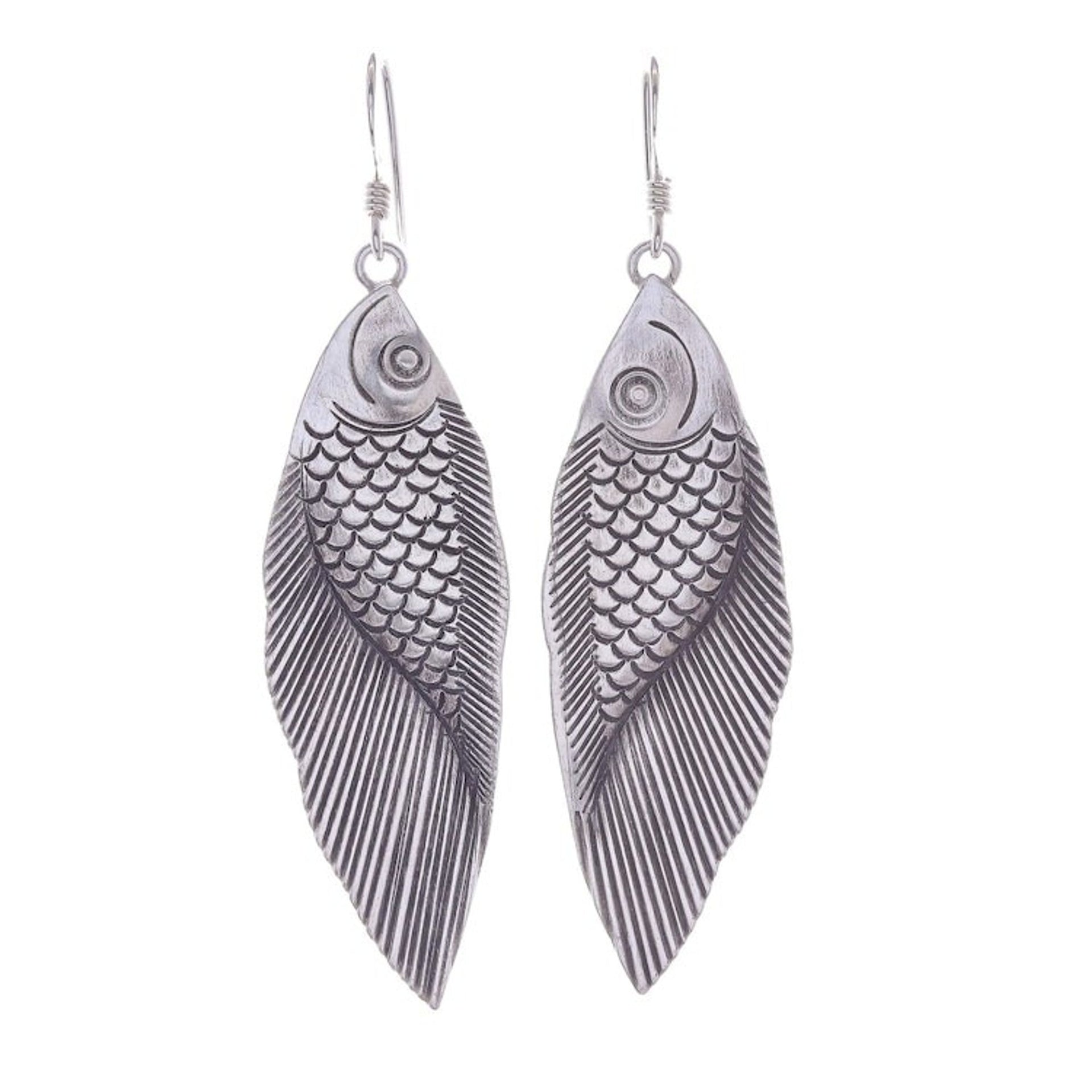 Thai Karen Hill Tribe Silver Fish Earrings 'Karen Fish'