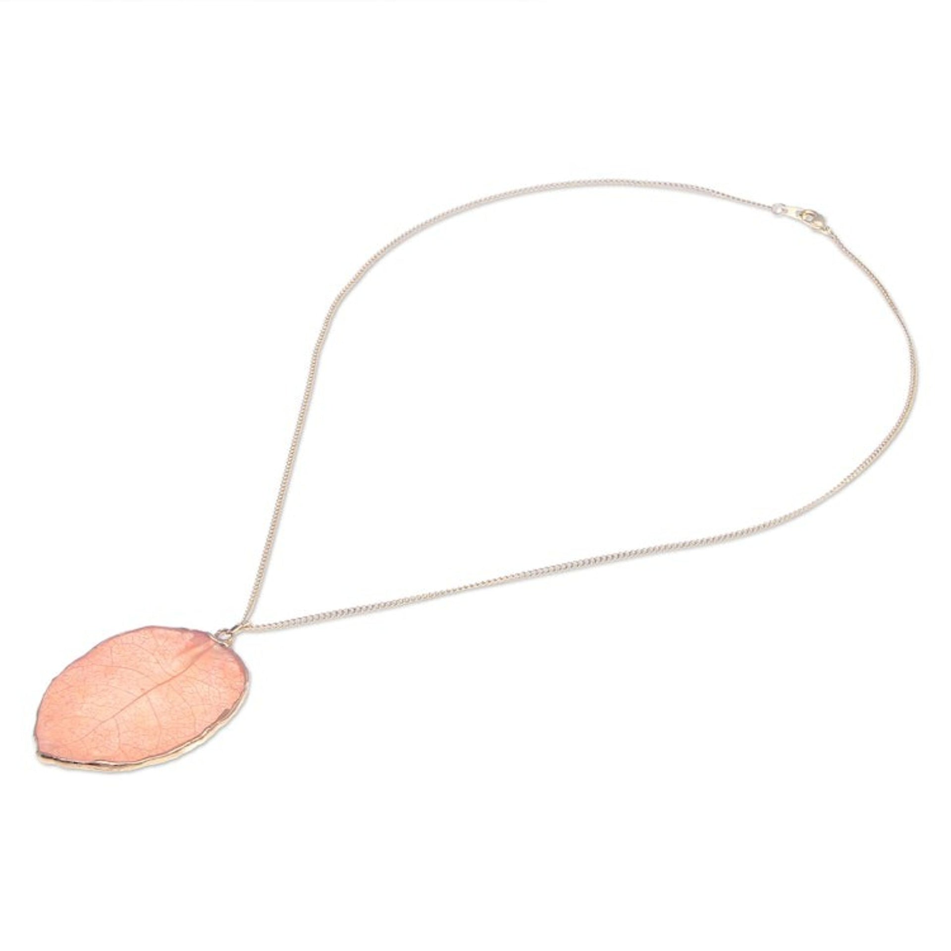 Gold-Plated Bougainvillea Petal Pendant Necklace 'Bougainvillea Love'