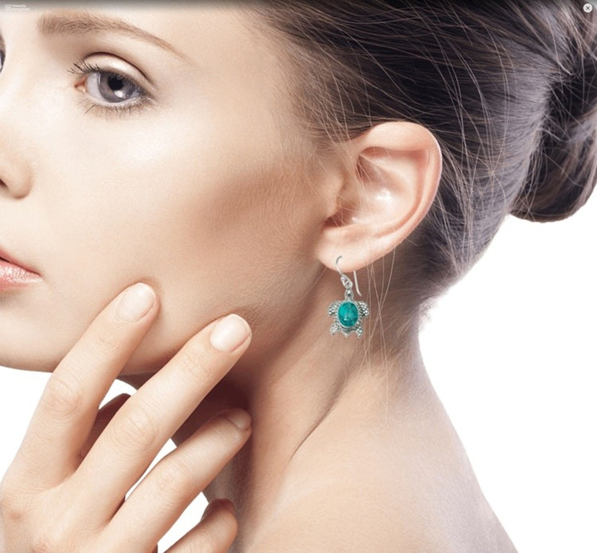 Reconstituted Turquoise Turtle Earrings in Sterling Silver 'Turtle Pond'