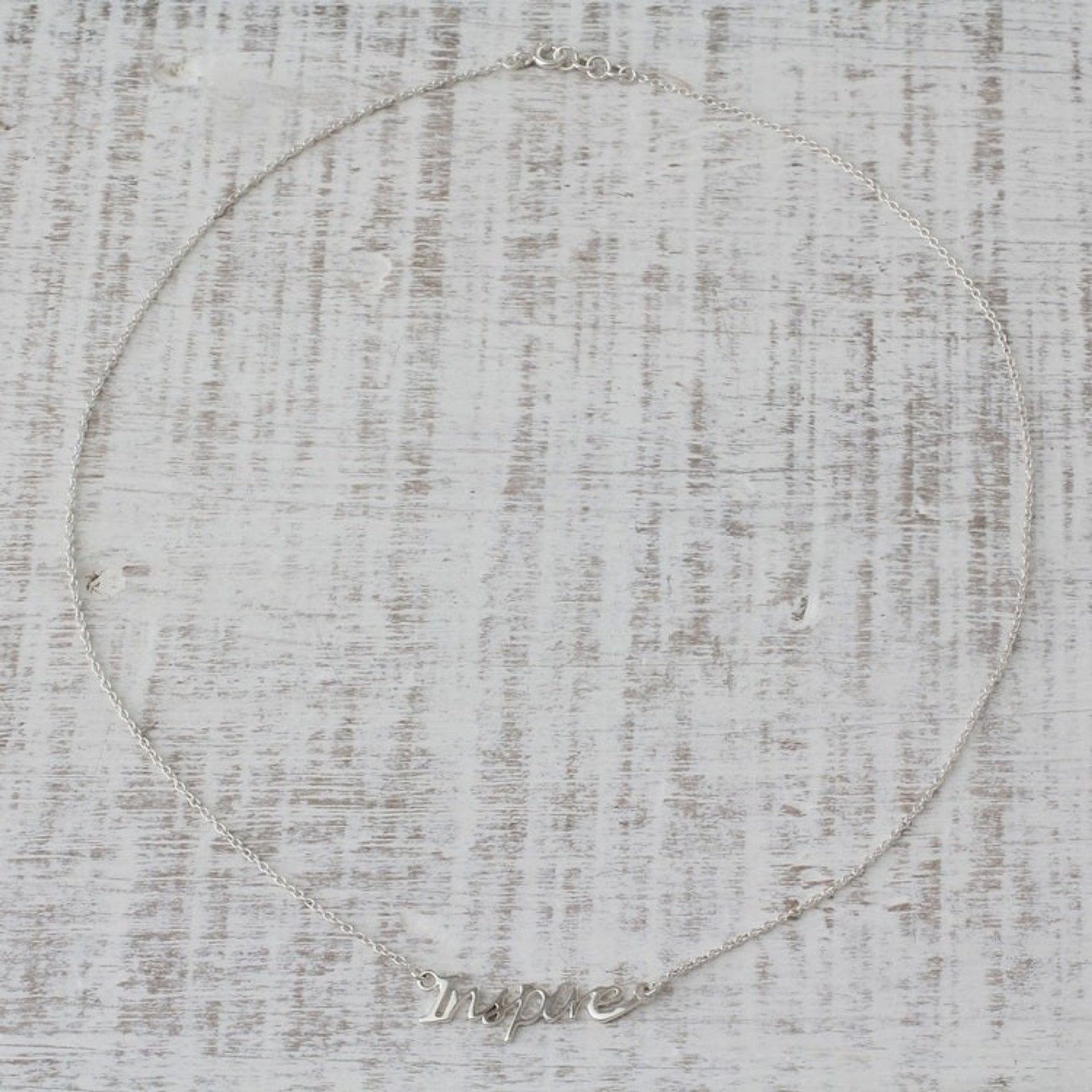Sterling Silver Pendant Necklace with Inspire Charm 'Dare to Inspire'