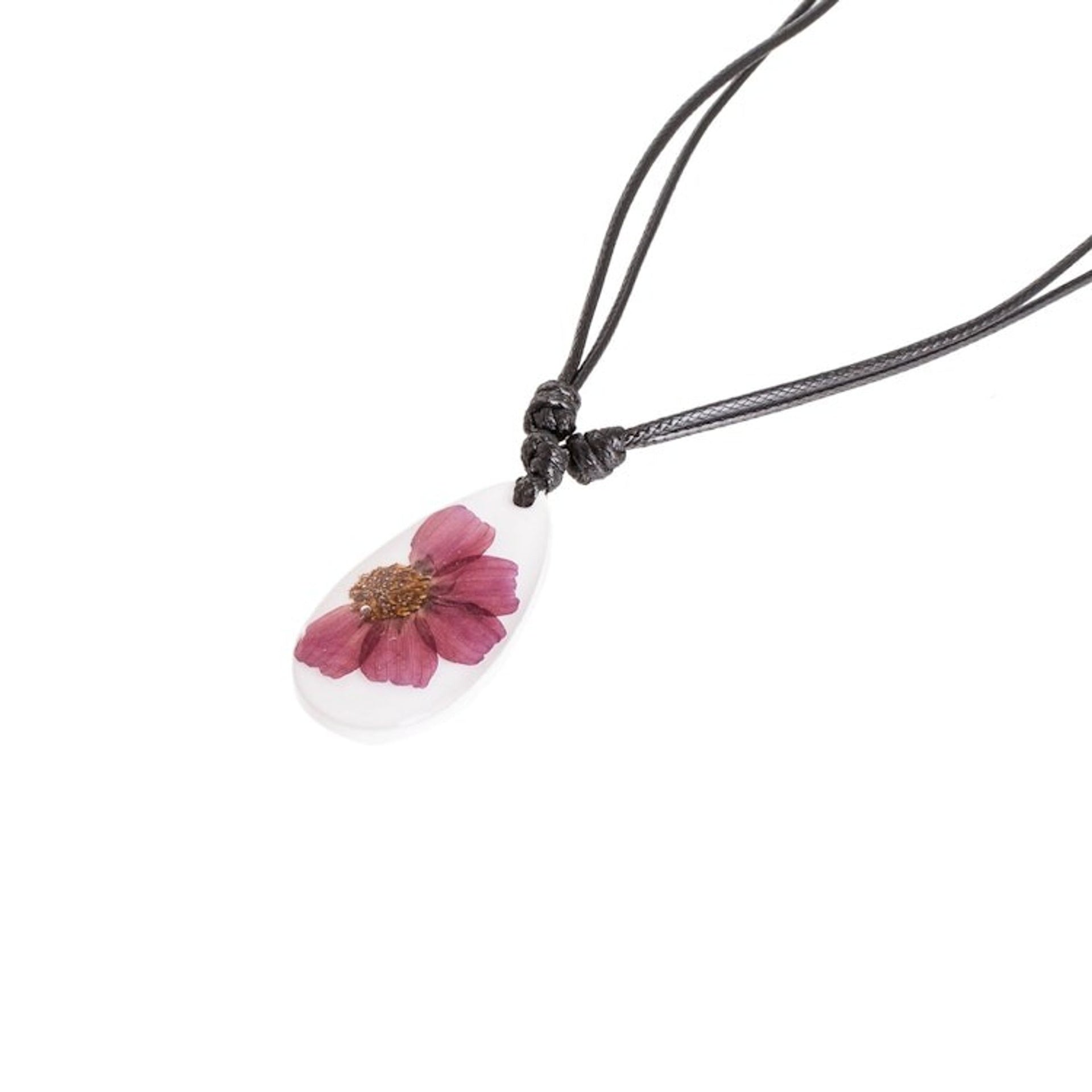 Purple Natural Dahlia Flower and Resin Pendant Necklace 'Kindness Dahlia'