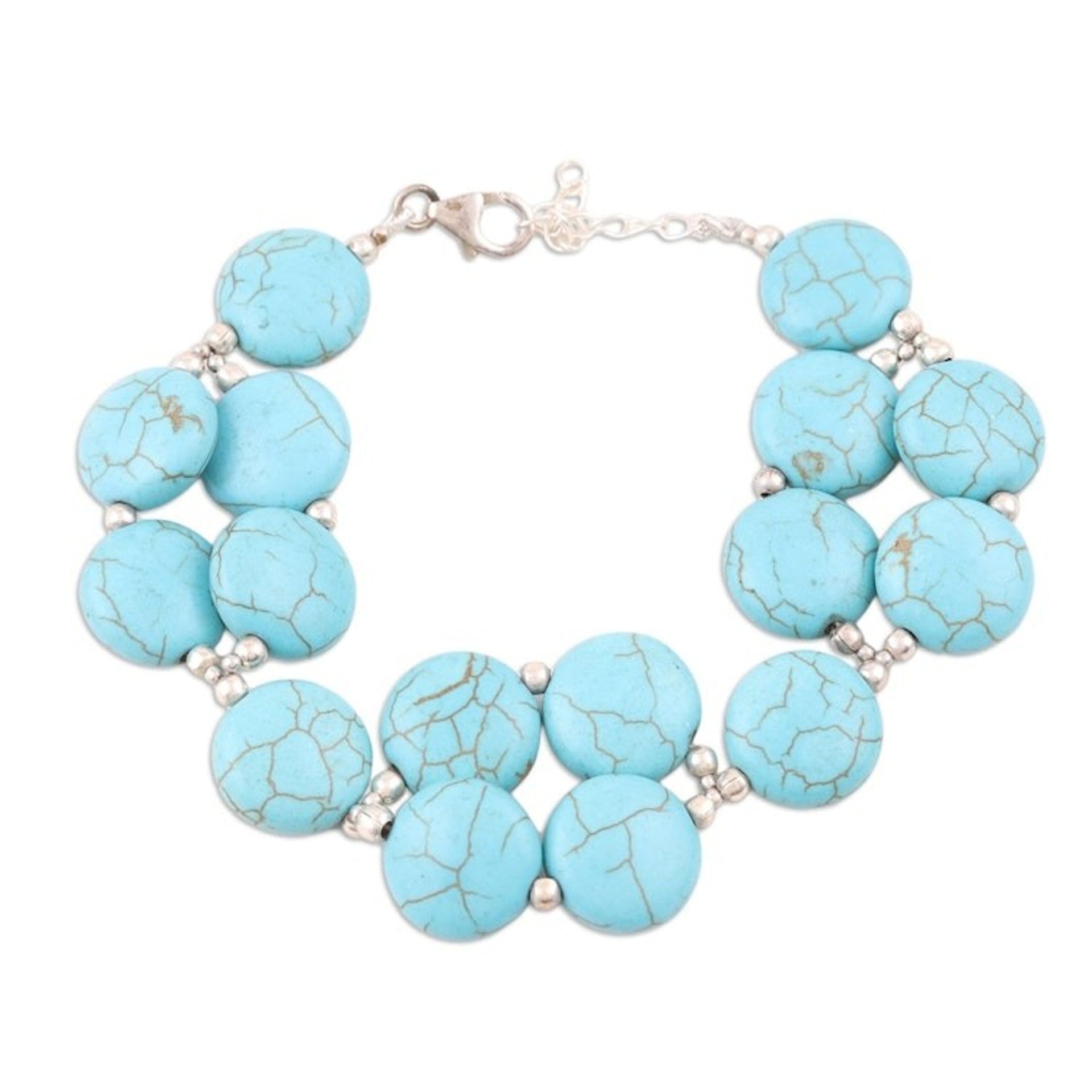 Hand Crafted Sterling Silver and Calcite Beaded Bracelet 'Like Clockwork'