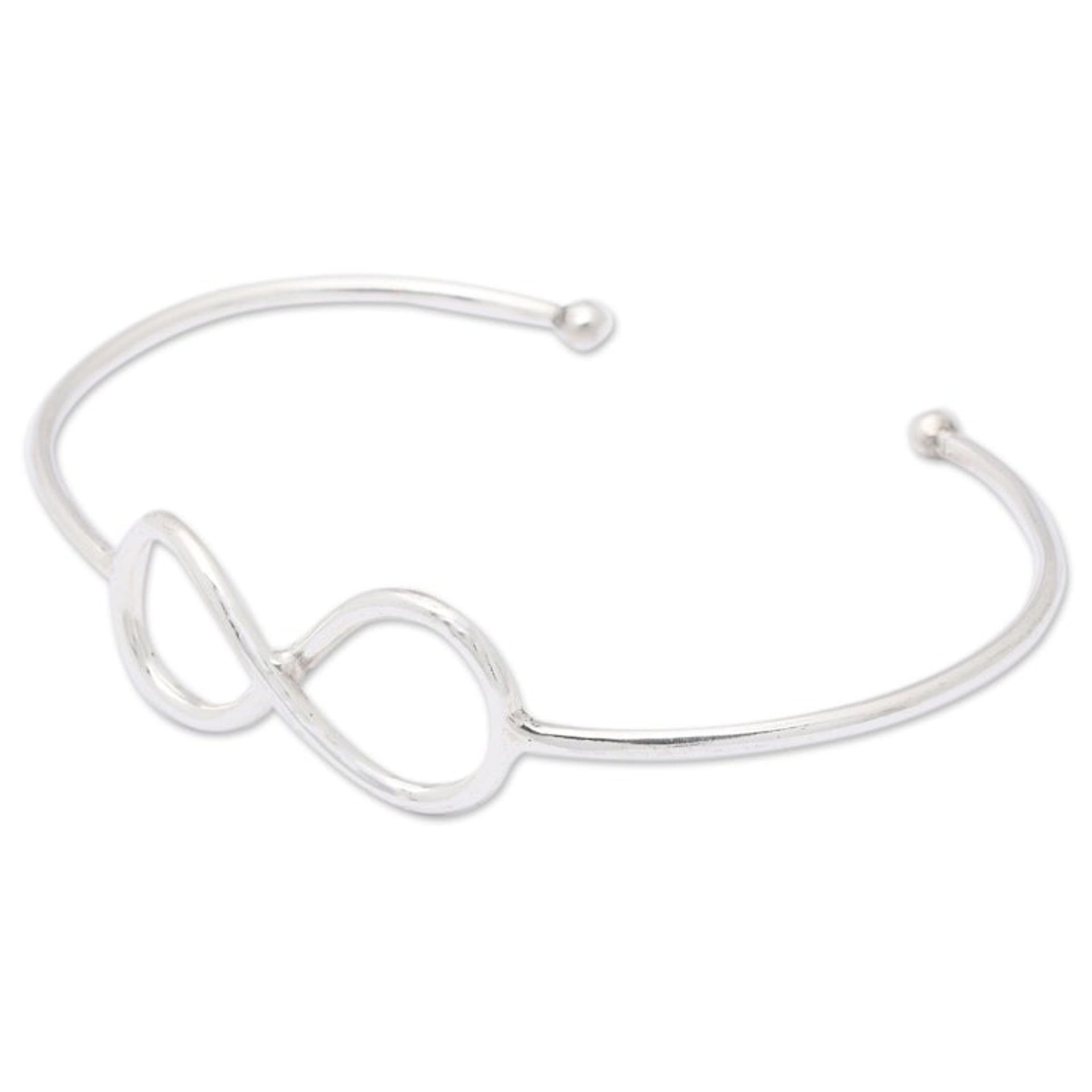 Minimalist Infinity Symbol Sterling Silver Cuff Bracelet 'Infinite Globe-Trotting'