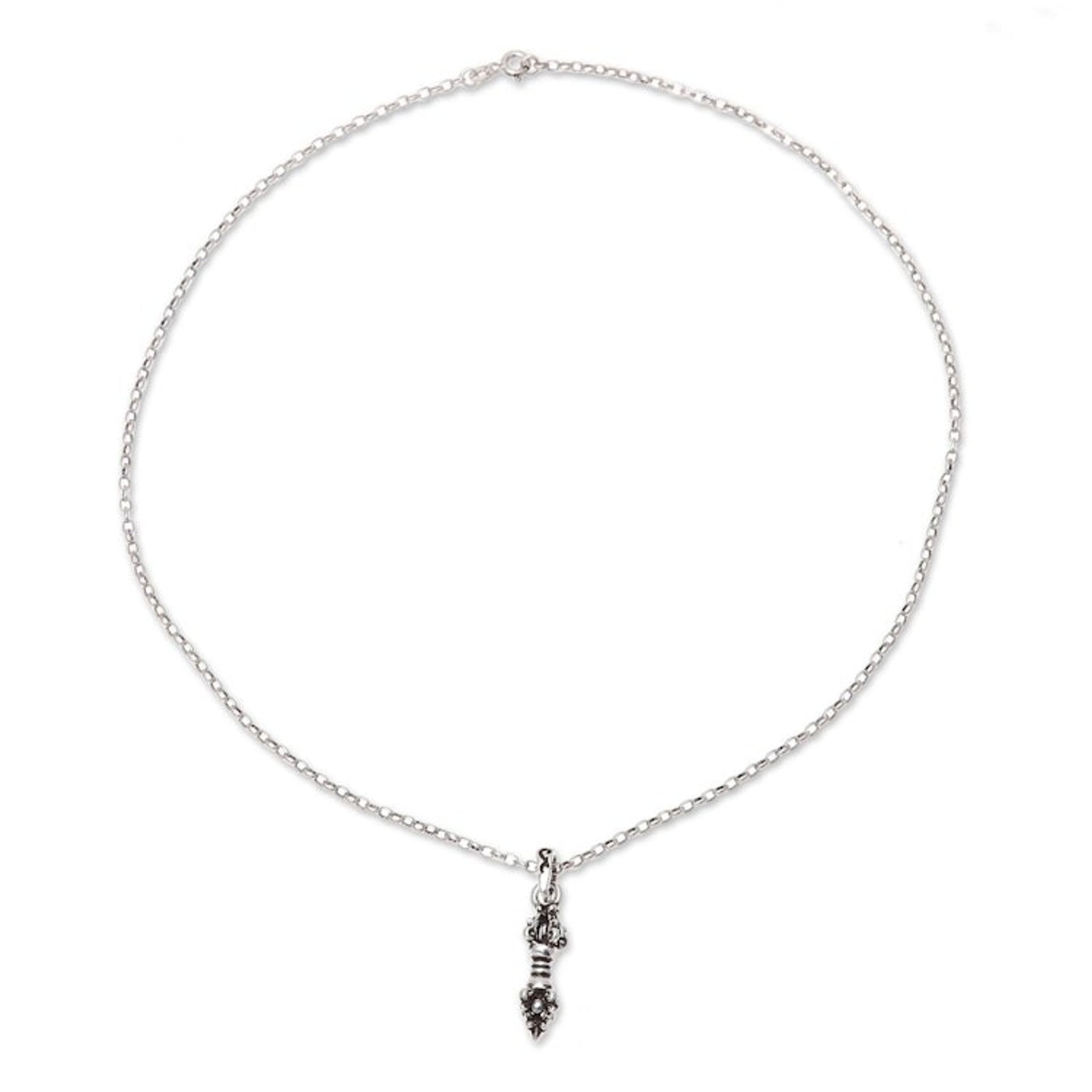Sterling Silver Talisman Pendant Necklace from India 'Powerful Talisman'