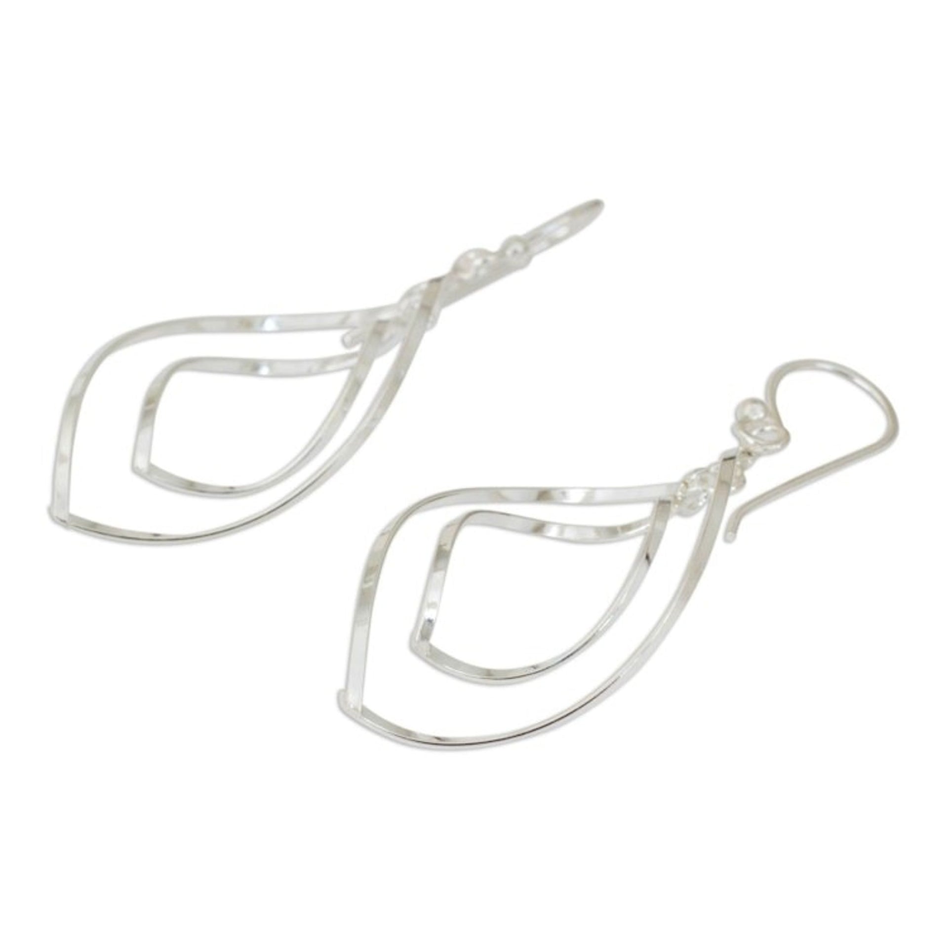 Modern Sterling Silver Dangle Earrings with Polished Finish 'Eyes on You'