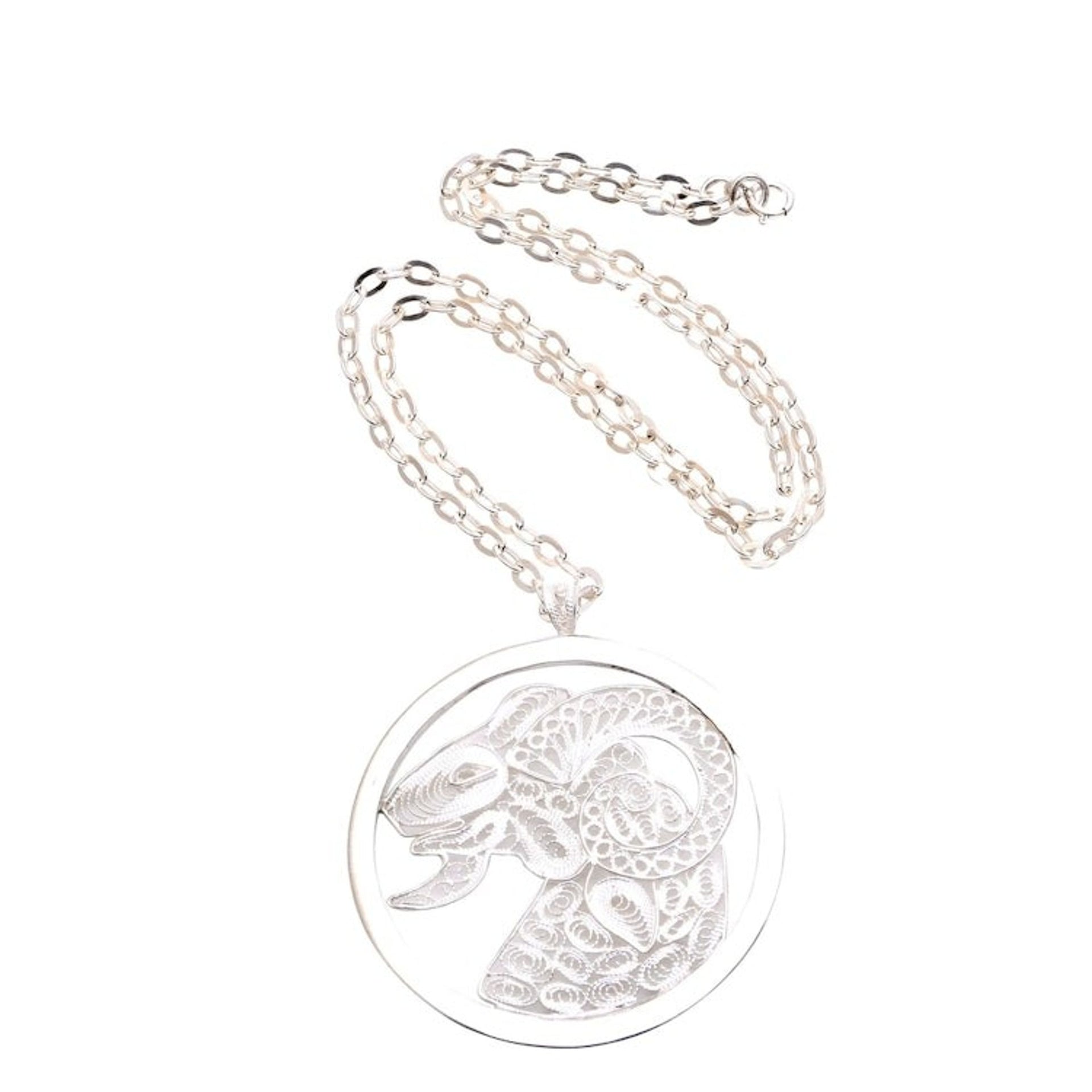 Sterling Silver Filigree Aries Necklace from Java 'Elegant Aries'