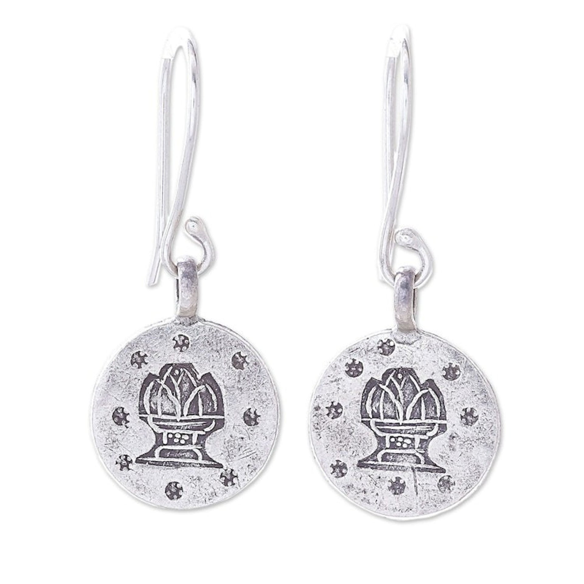 Karen Silver Aquarius Dangle Earrings from Thailand 'Karen Aquarius'