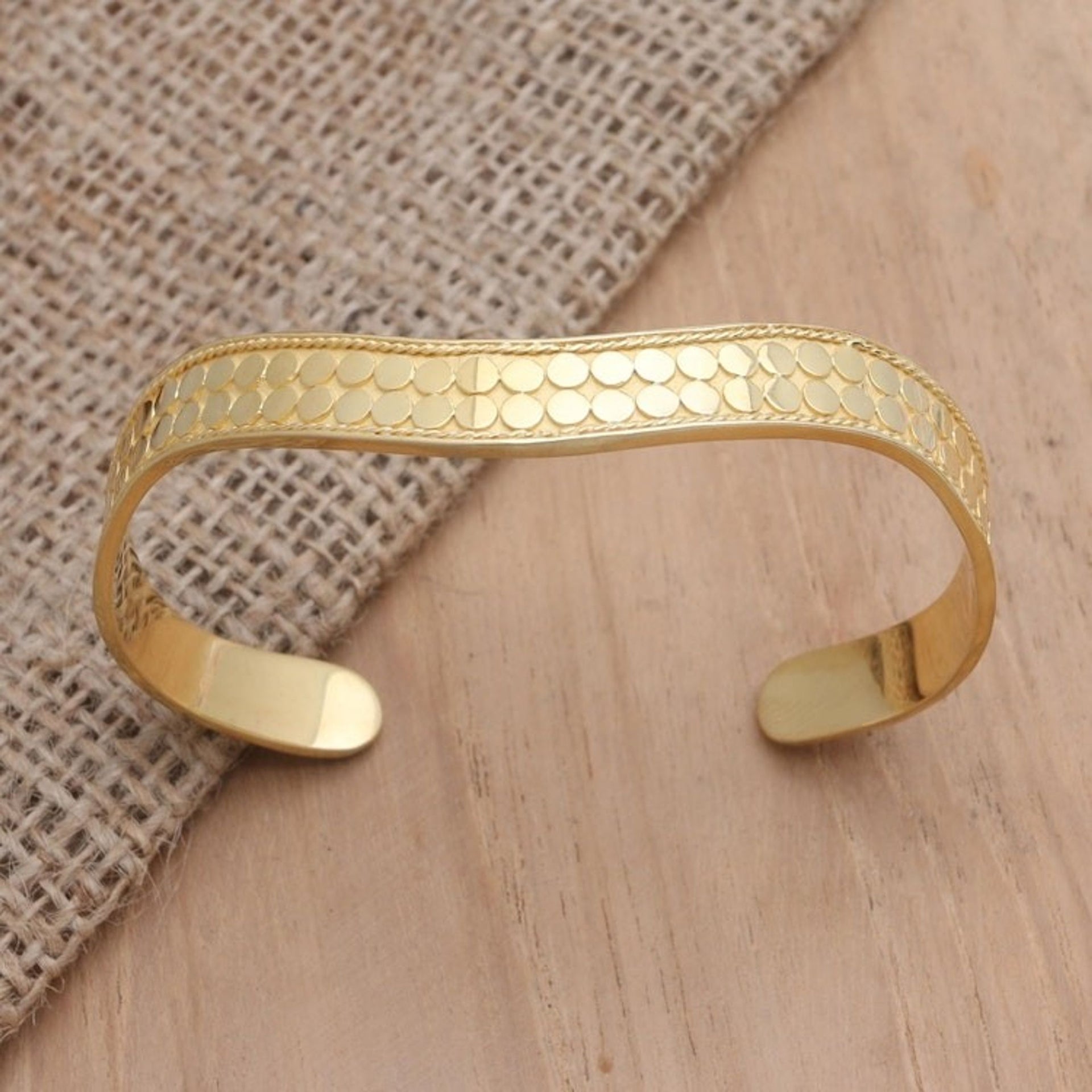 Handmade Gold-Plated Bangle Bracelet from Bali 'Golden Snake'