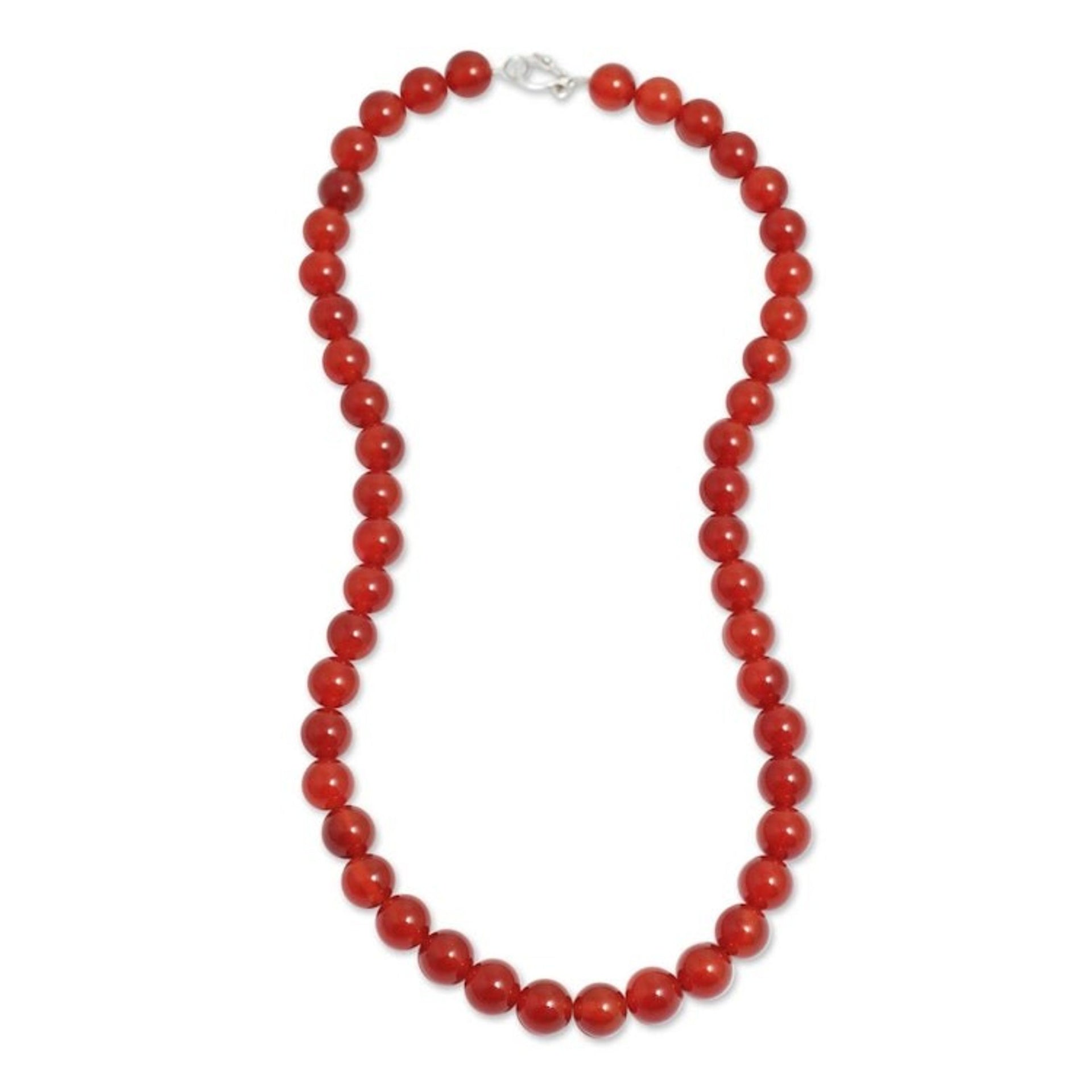 Handmade Beaded Carnelian Long Necklace from Peru 'Passionate Glow'