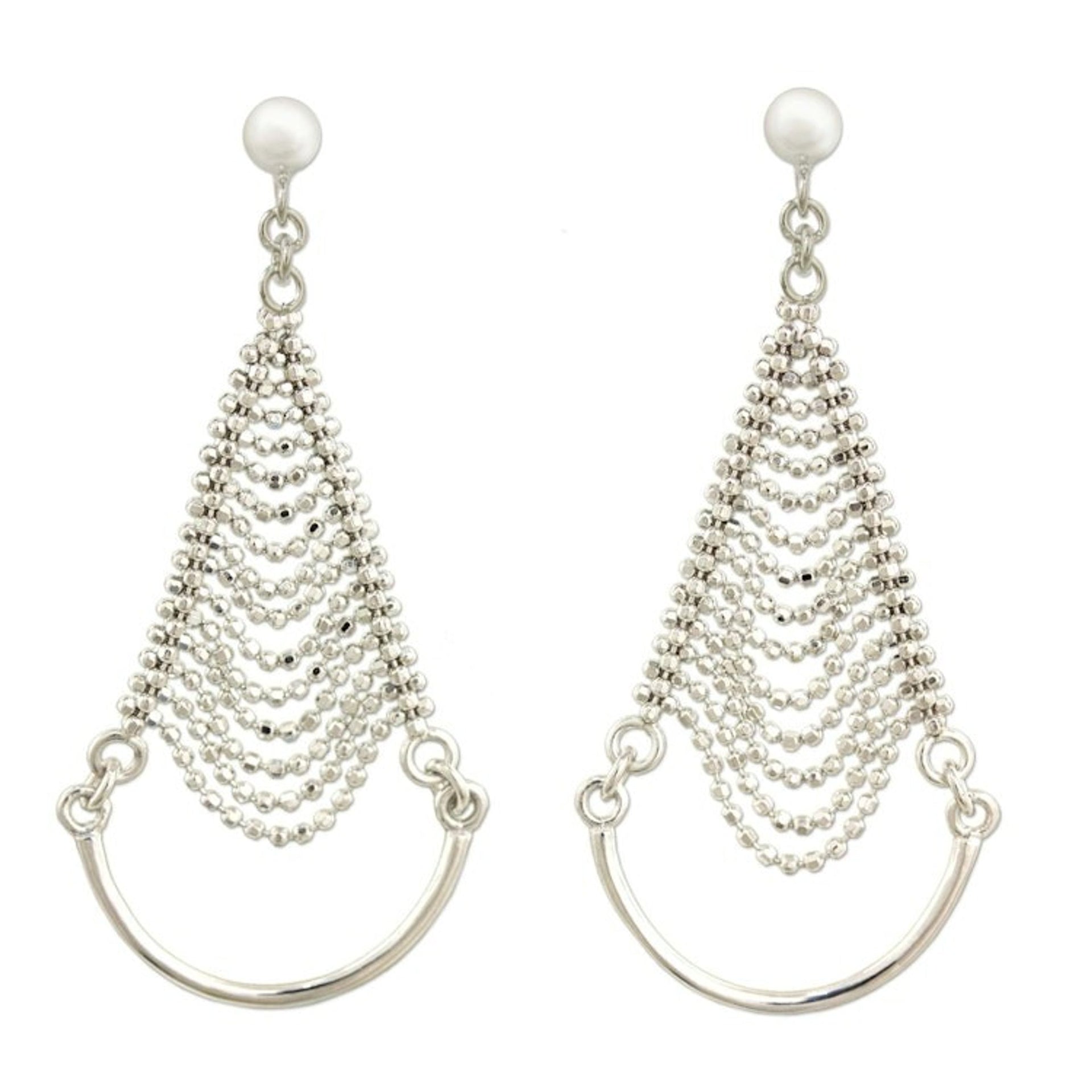 Thai Artisan Crafted Sterling Silver Chandelier Earrings 'Grand Dame'