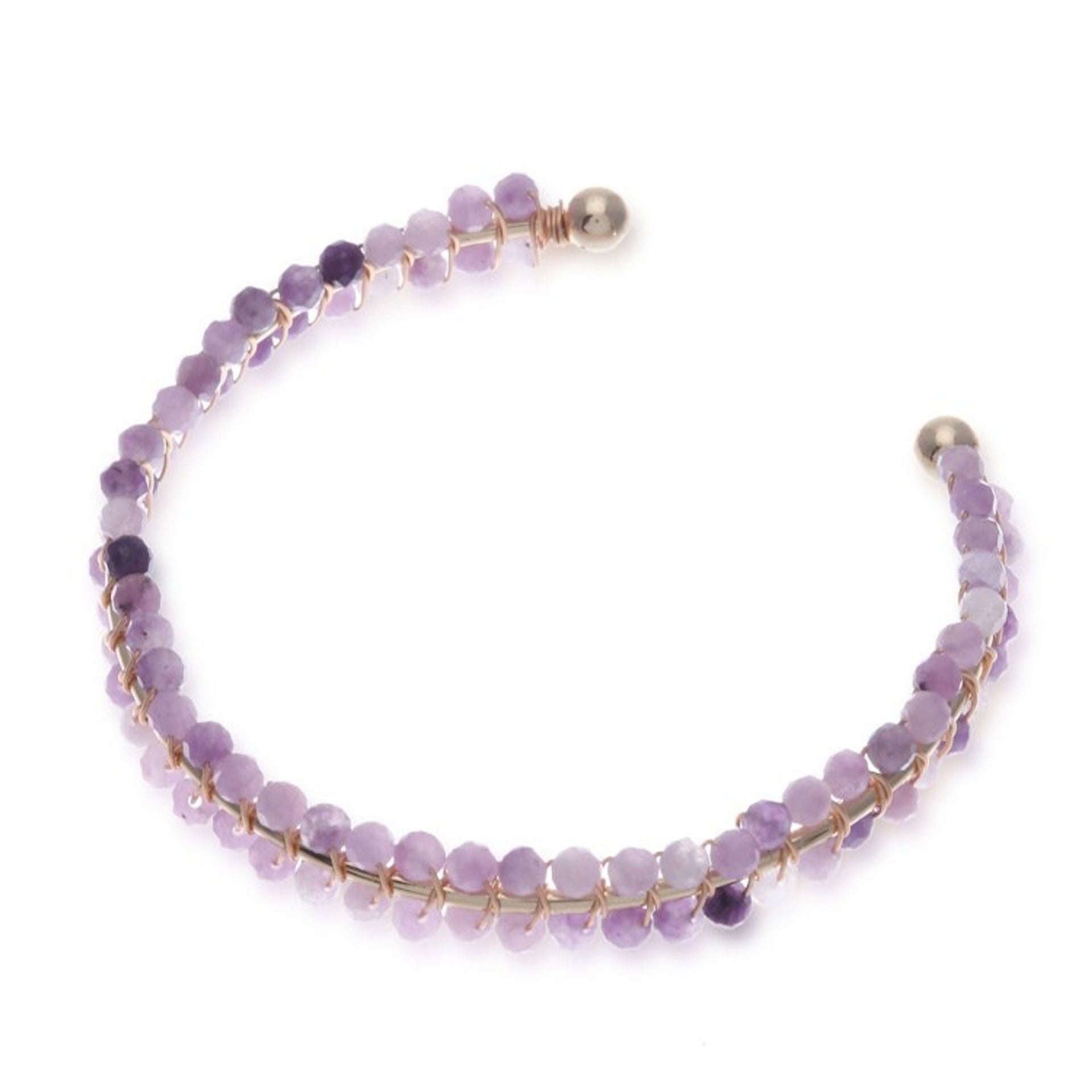 Lavender Amethyst Beaded Cuff Bracelet Handmade in Thailand 'Life of Enchantment'