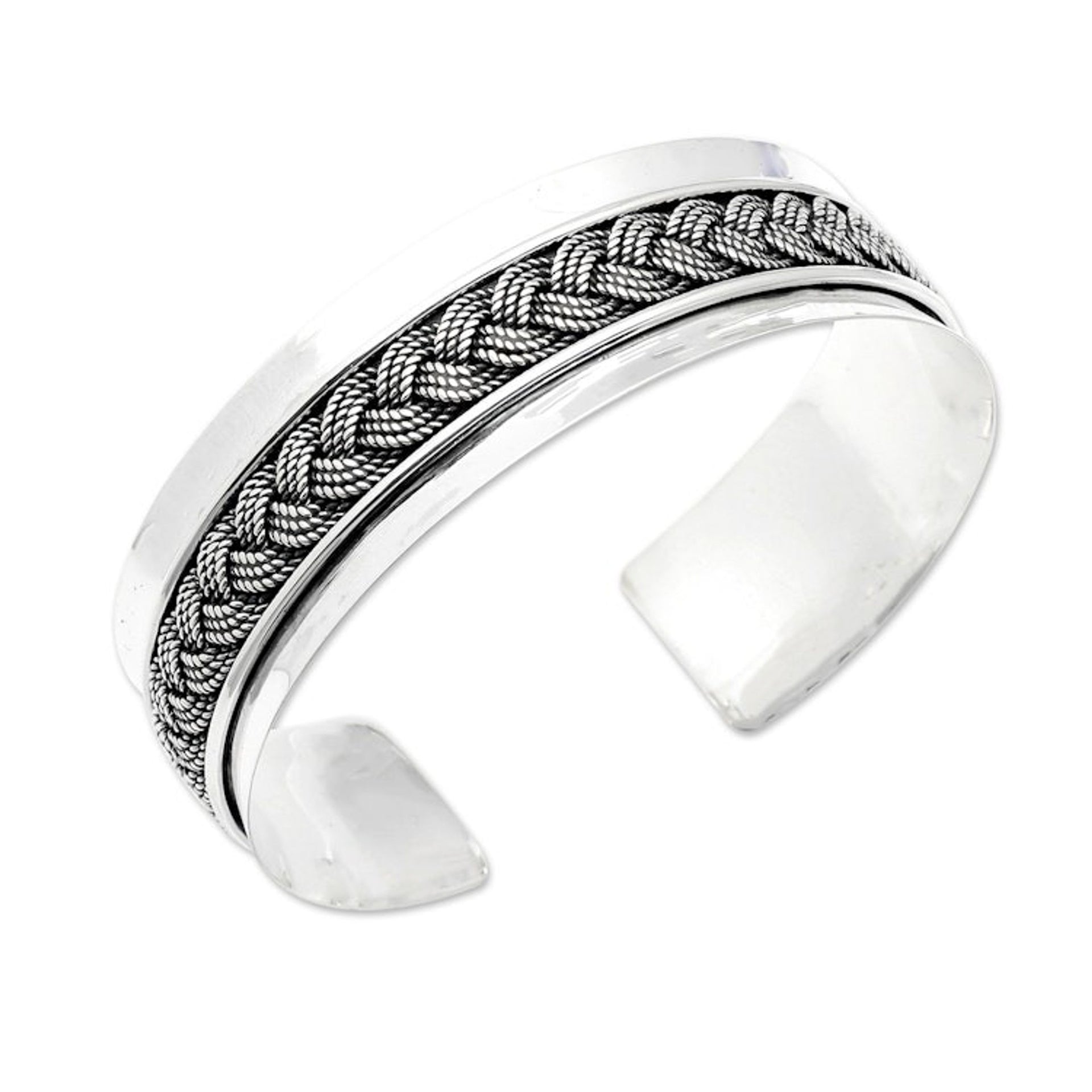 Sterling Silver Cuff Bracelet with Balinese Knot Details 'Queen's Knots'