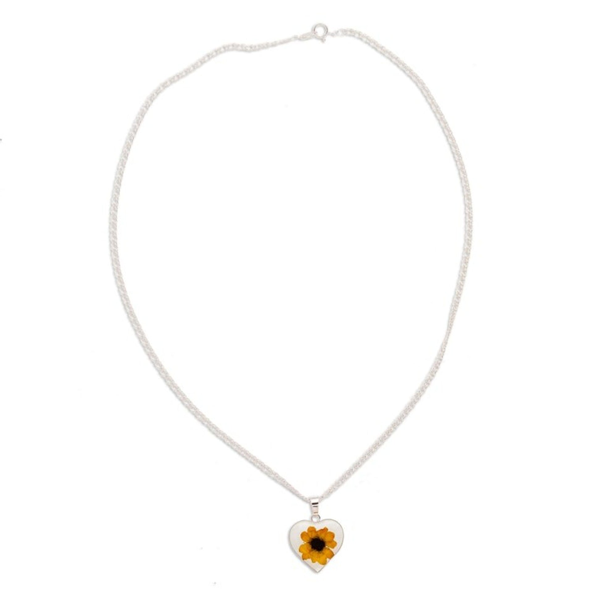 Heart-Shaped Natural Sunflower Pendant Necklace from Mexico 'Sunflower Heart'