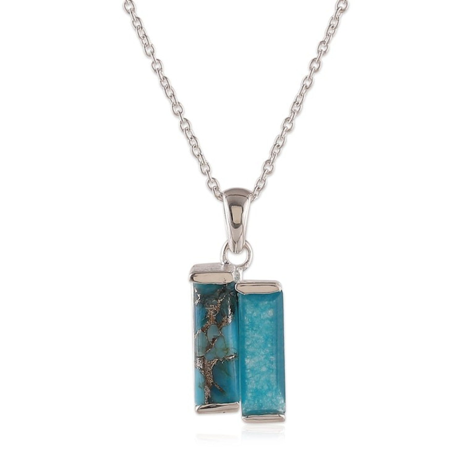 Abstract Composite Turquoise and Quartz Pendant Necklace 'Oceanic Dimensions'