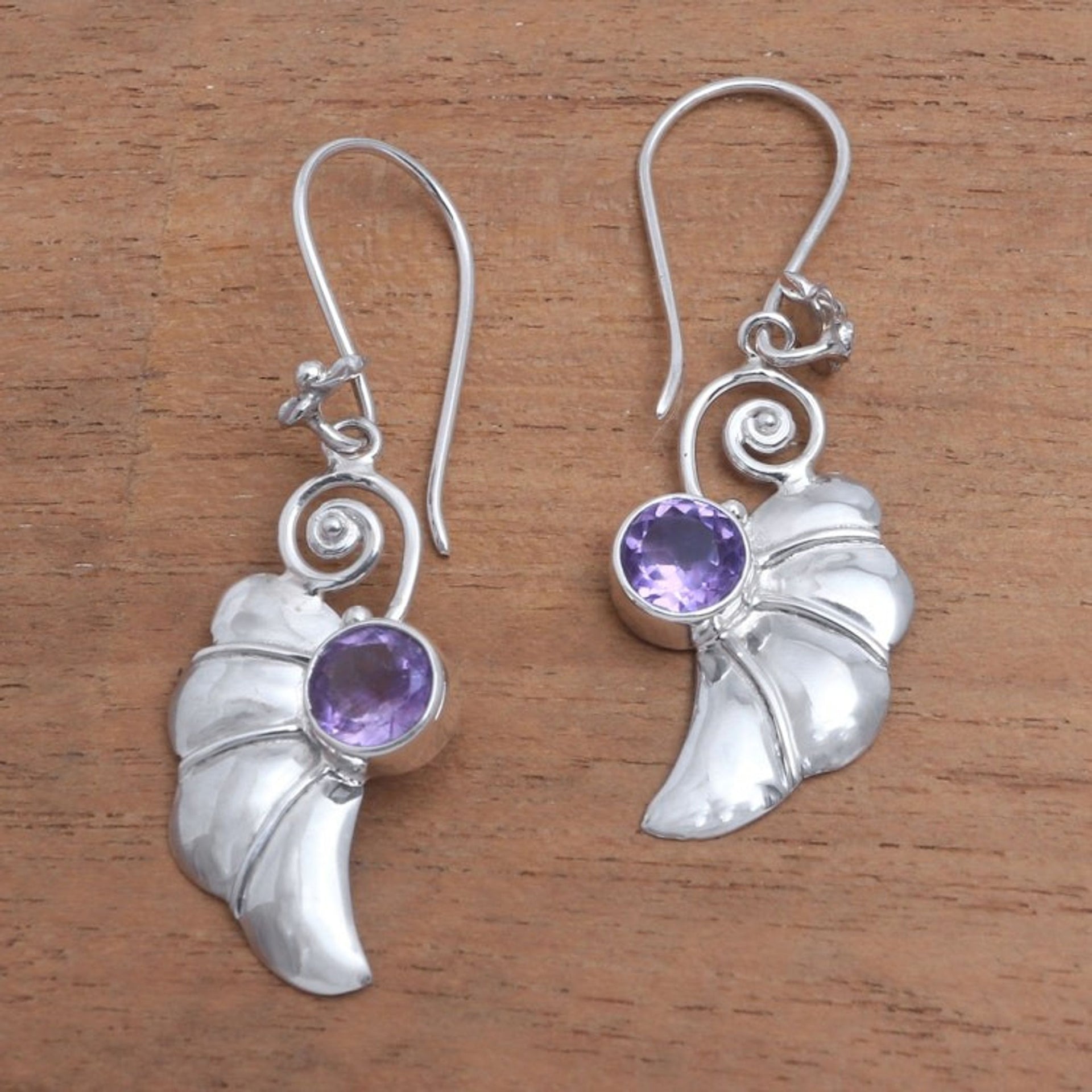 2.5-Carat Amethyst Dangle Earrings Crafted in Bali 'Butterfly Halves'