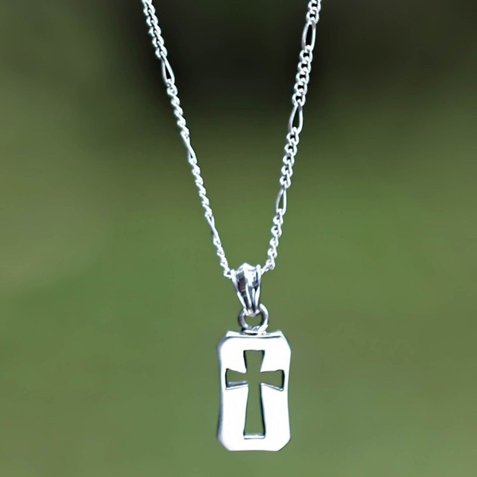 Unique Men's Sterling Silver Cross Necklace 'Believer'