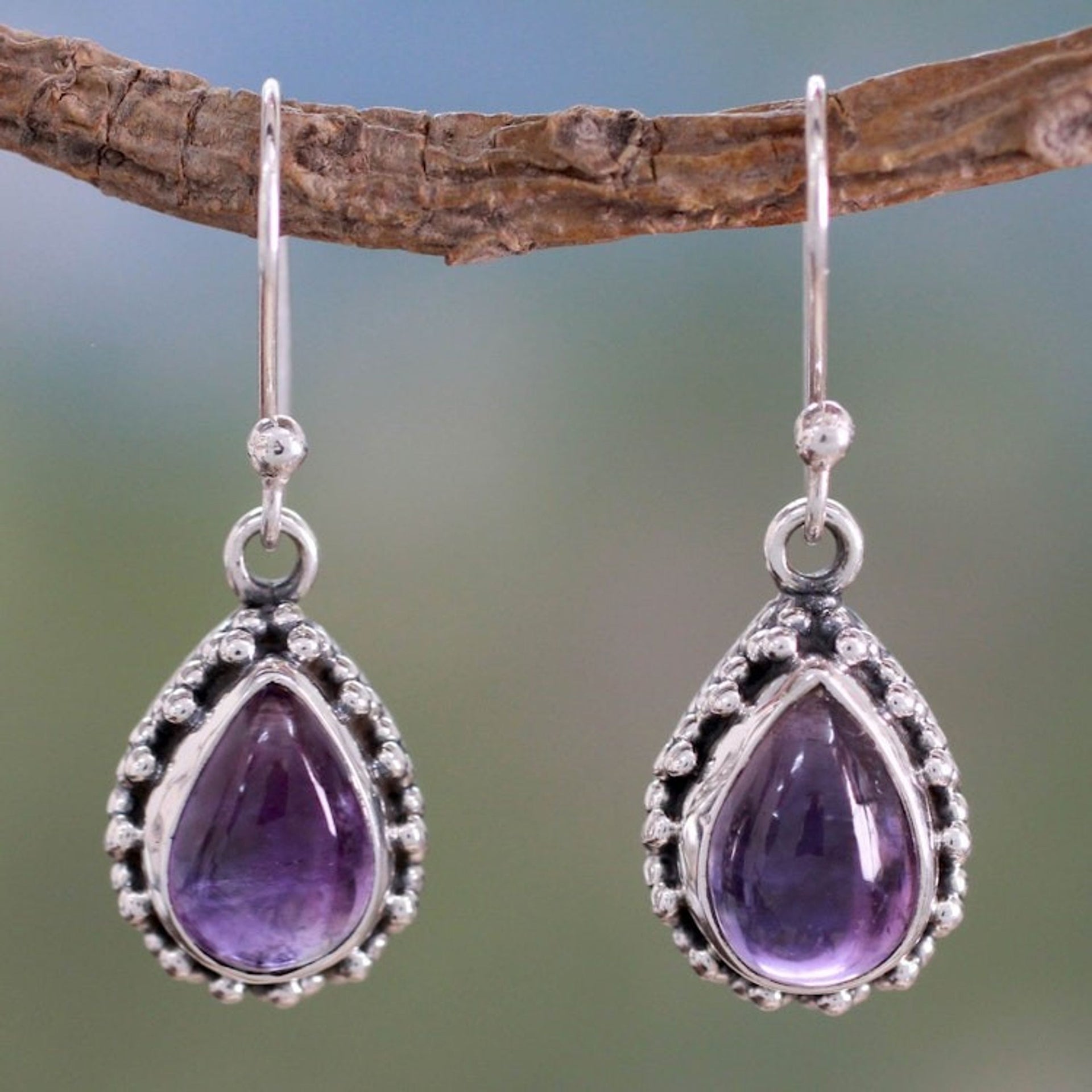 Fair Trade Amethyst Earings 'Kiss Me'