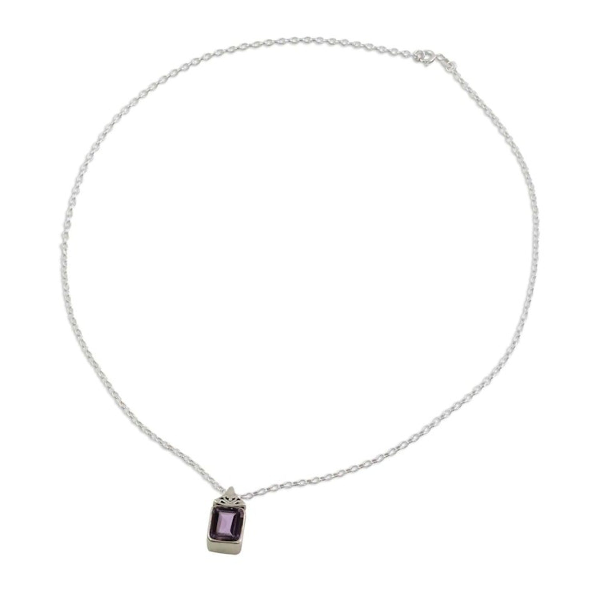 Hand Made Faceted Amethyst Pendant Necklace from India 'Indian Grace in Purple'