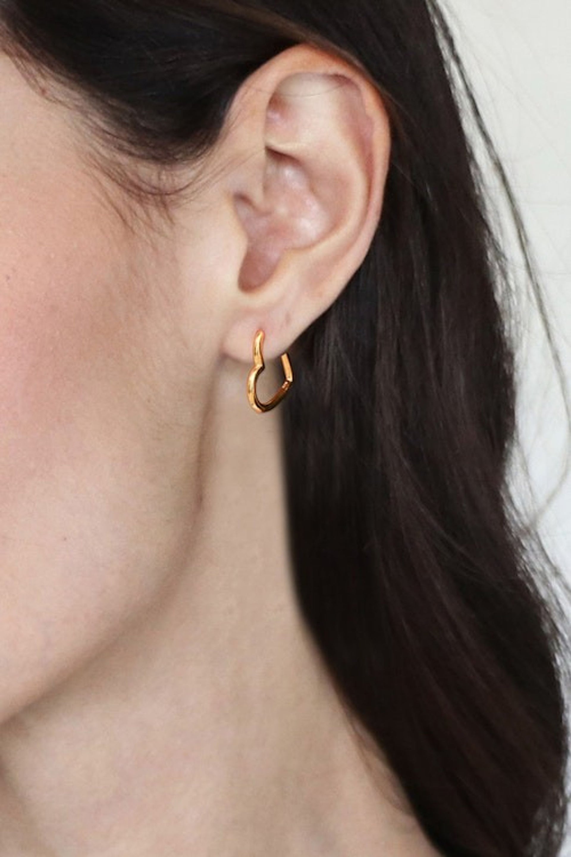 Heart-Shaped 18k Gold-Plated Hoop Earrings Made in Thailand 'Victorious Beats'