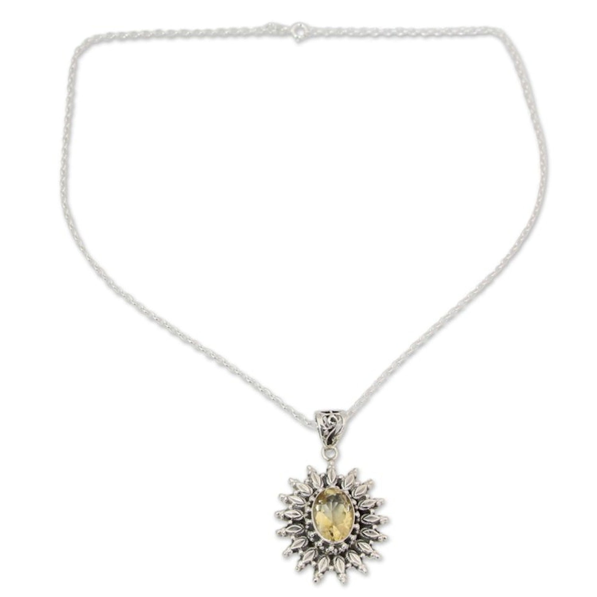 3.5 Carat Citrine and Silver Artisan Crafted Necklace 'Eternal Radiance'