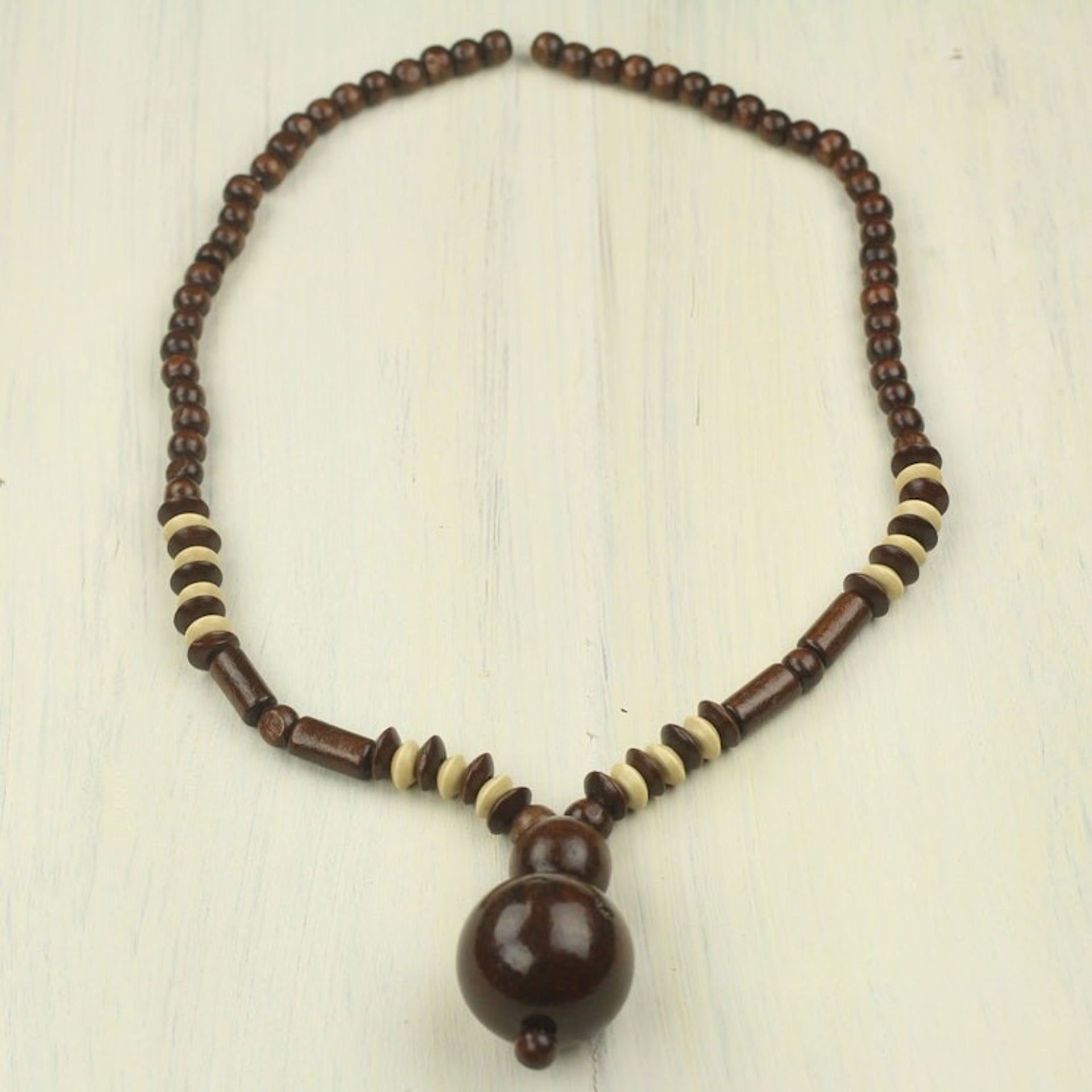 Fair Trade West African Beaded Wood Necklace 'Joy Ride'