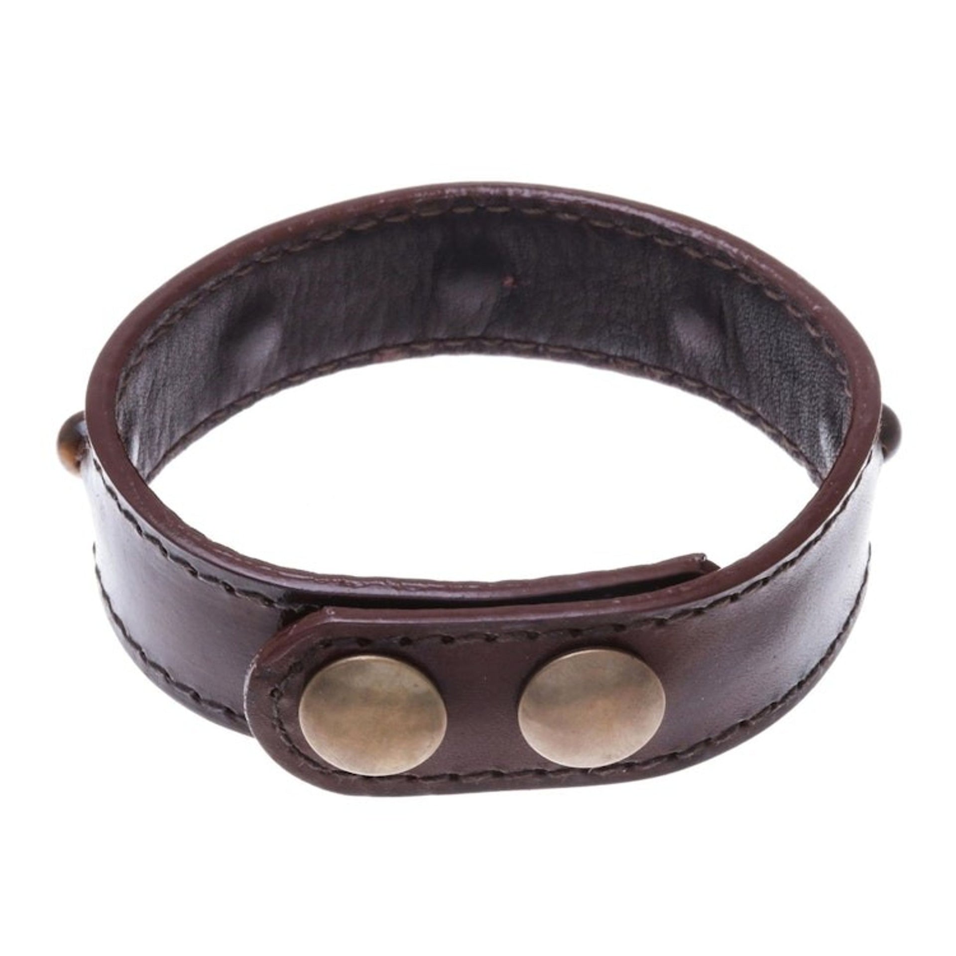 Men's Tiger's Eye and Leather Beaded Wristband Bracelet 'Powerful Mind'
