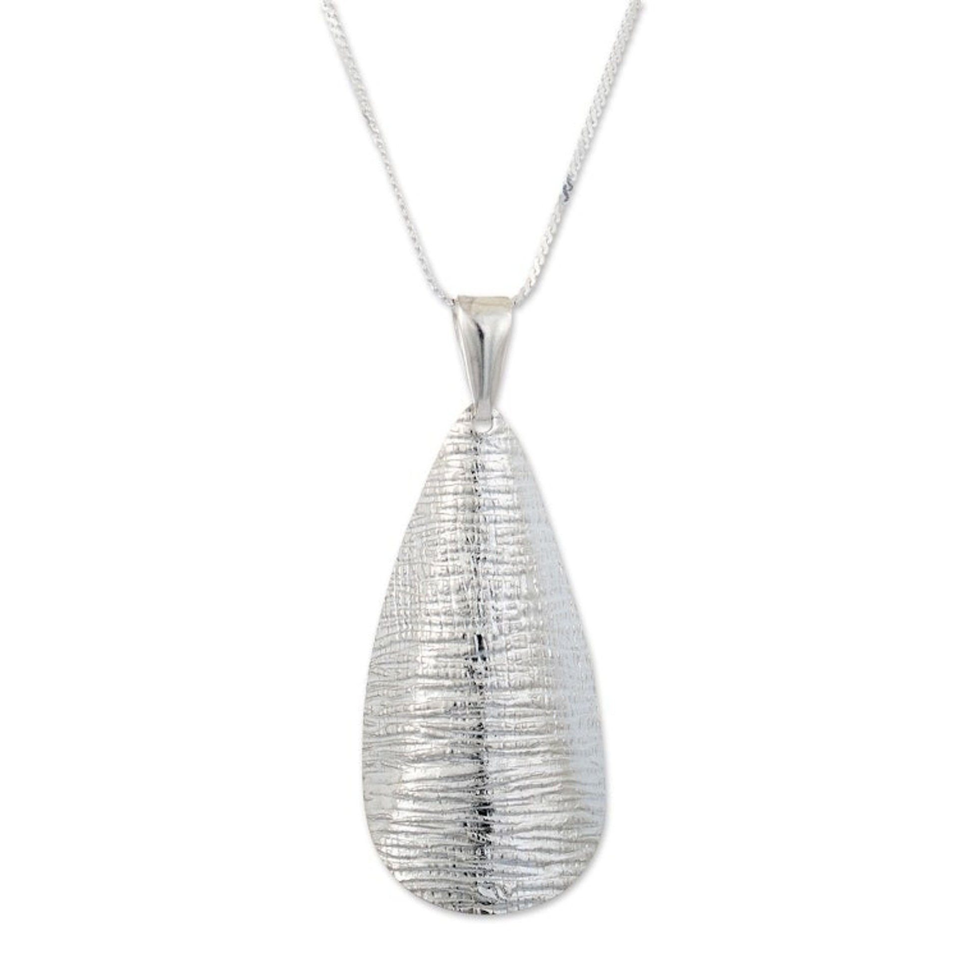 Sterling Silver Necklace with Petal Pendant Crafted in Peru 'Glorious Petal'