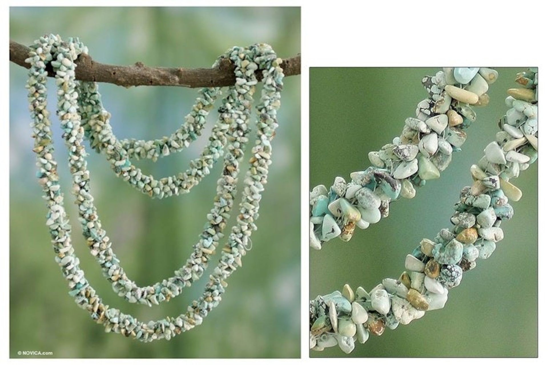 Artisan Crafted Turquoise Long Beaded Necklace from India 'Song of the Sky'