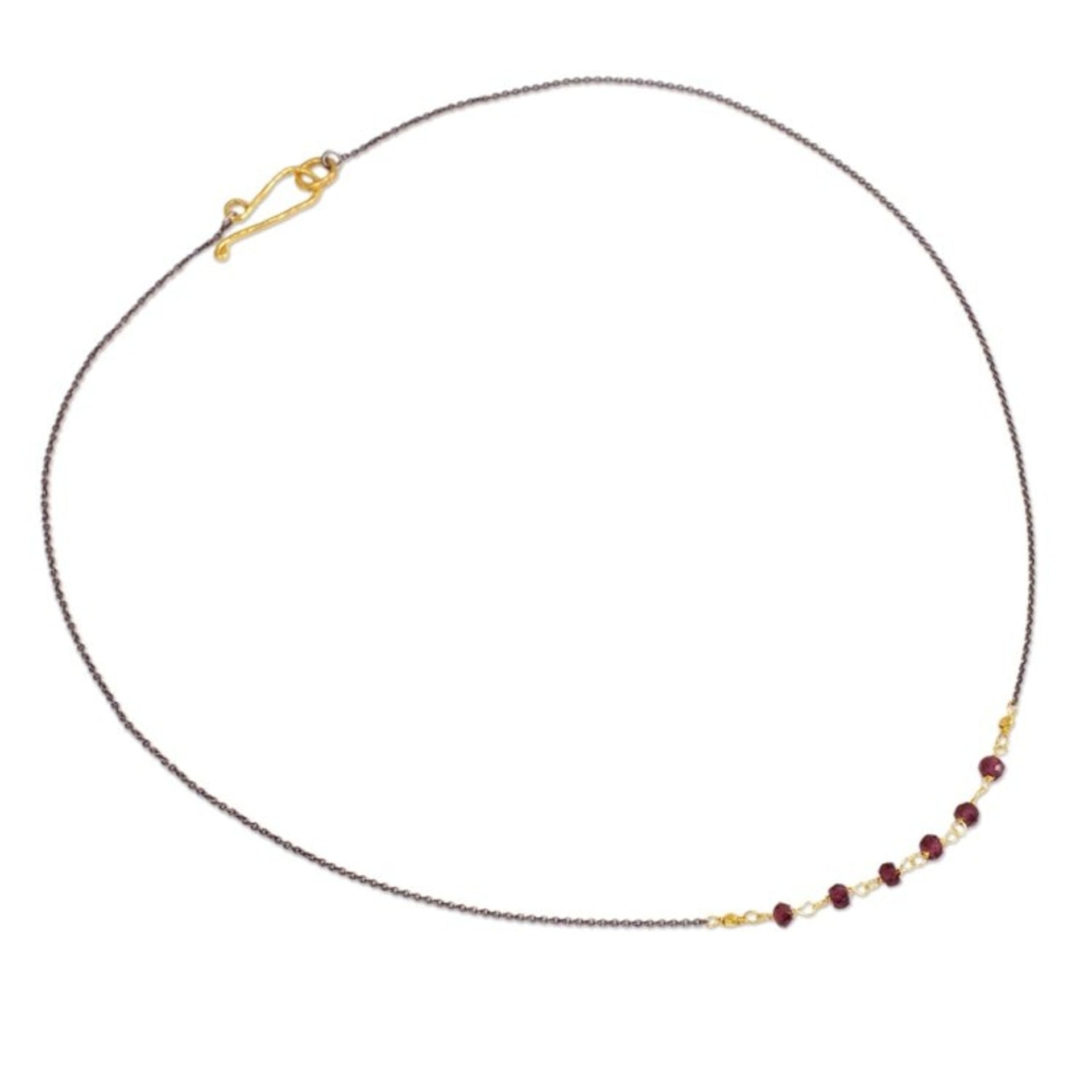 Vermeil Garnet and Silver Necklace Handcrafted in Thailand 'Dreams Come True'