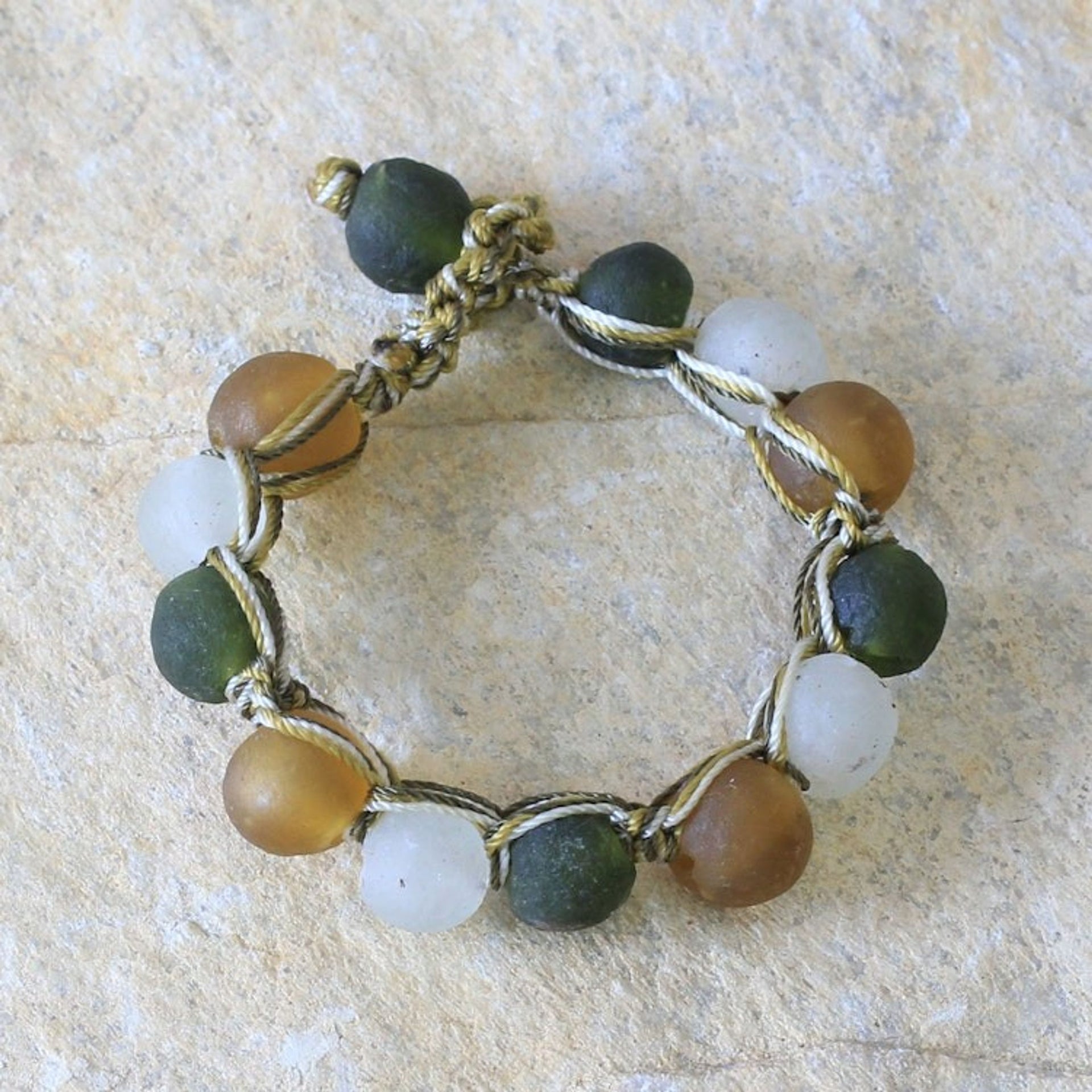 Recycled Glass Beaded Bracelet 'Summer Fields'