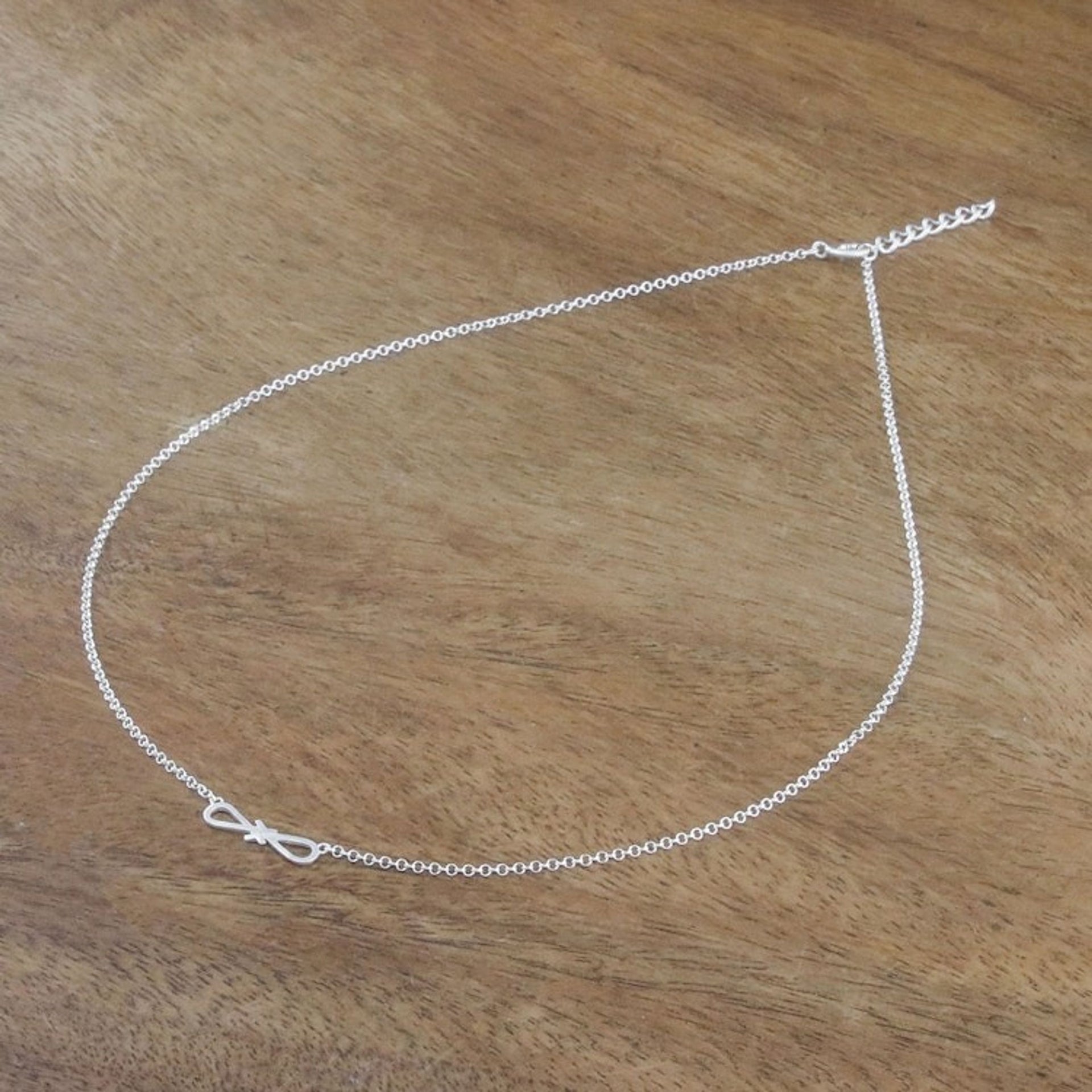Sterling Silver Infinity Pendant Necklace from Thailand 'Interlinked Infinity'
