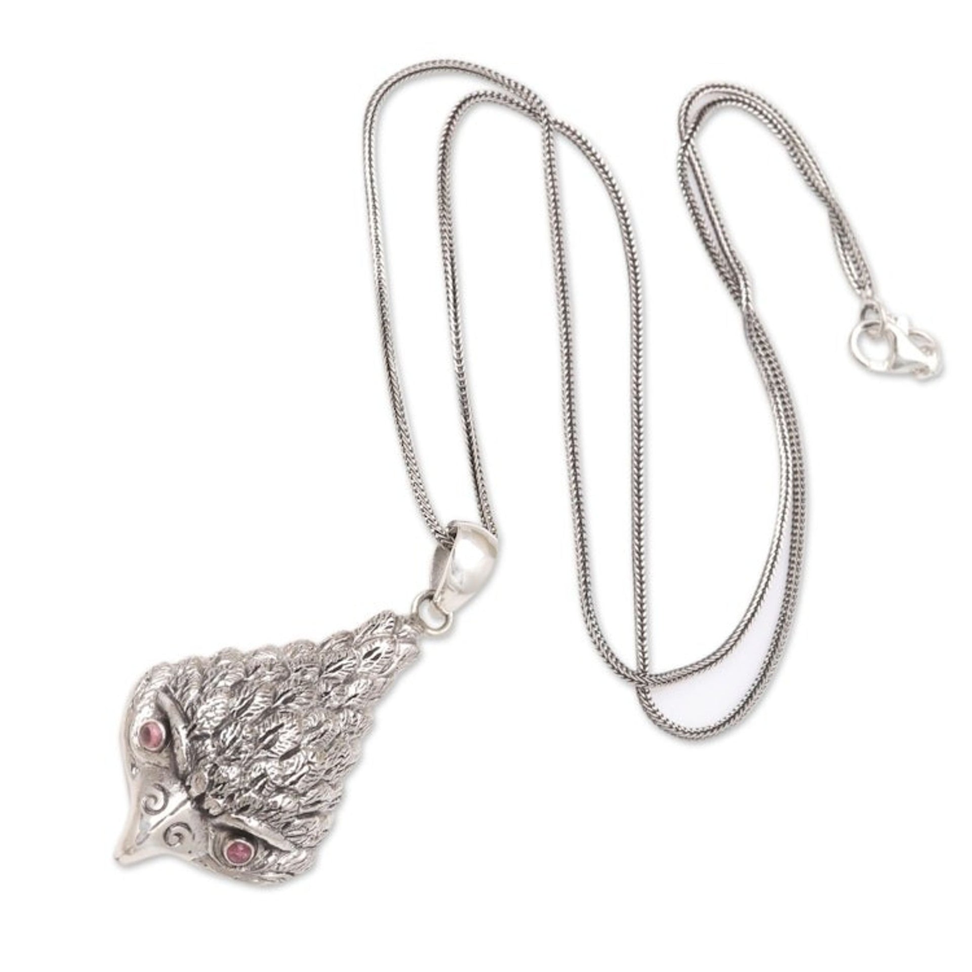 Amethyst and Sterling Silver Owl Pendant Necklace 'All Knowing'