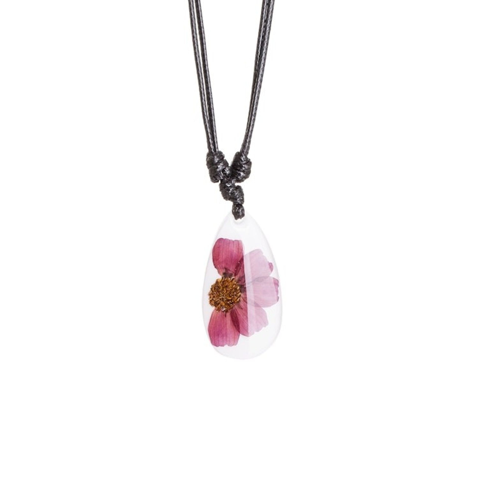 Purple Natural Dahlia Flower and Resin Pendant Necklace 'Kindness Dahlia'