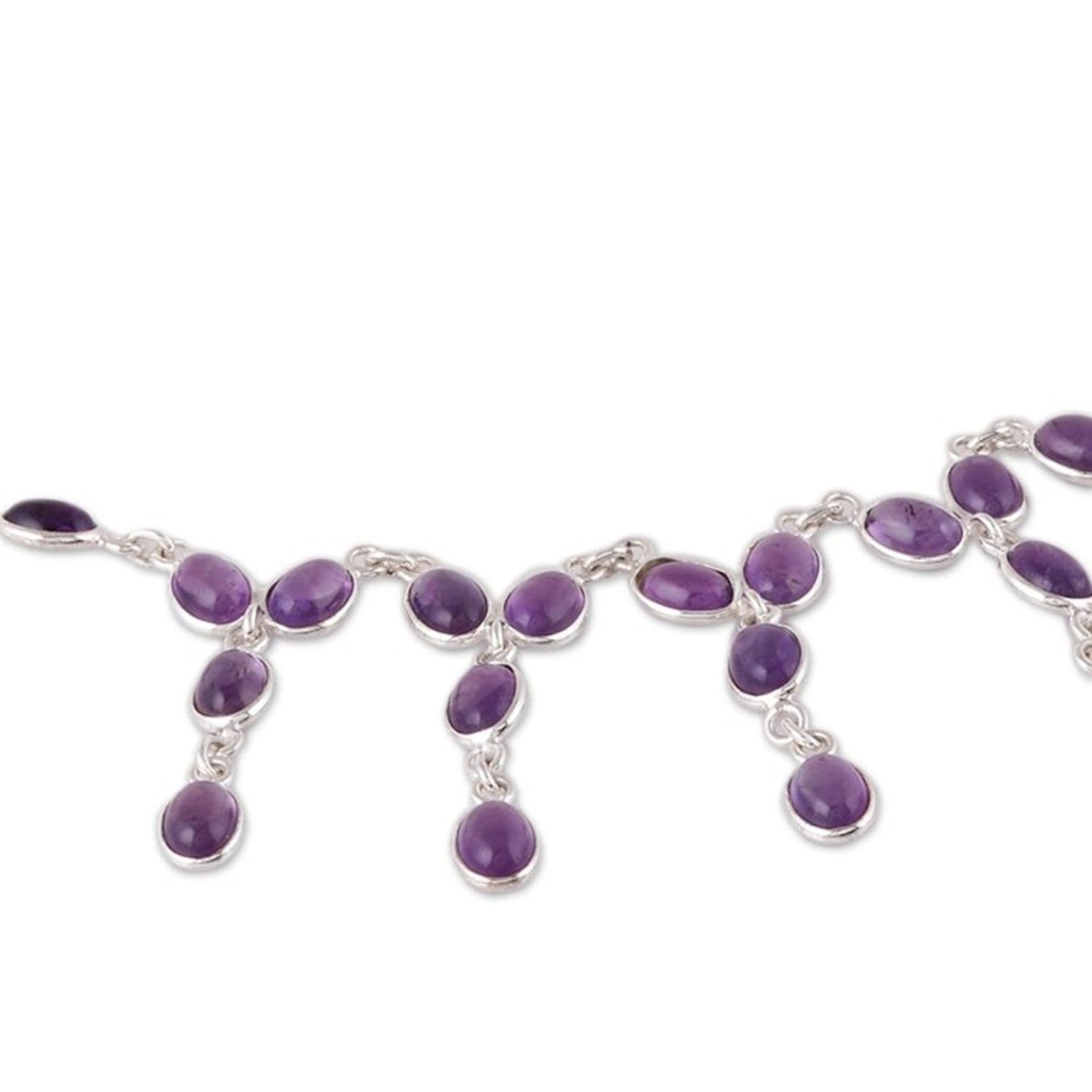 Purple Amethyst Waterfall Necklace from India 'Luxurious Luster'
