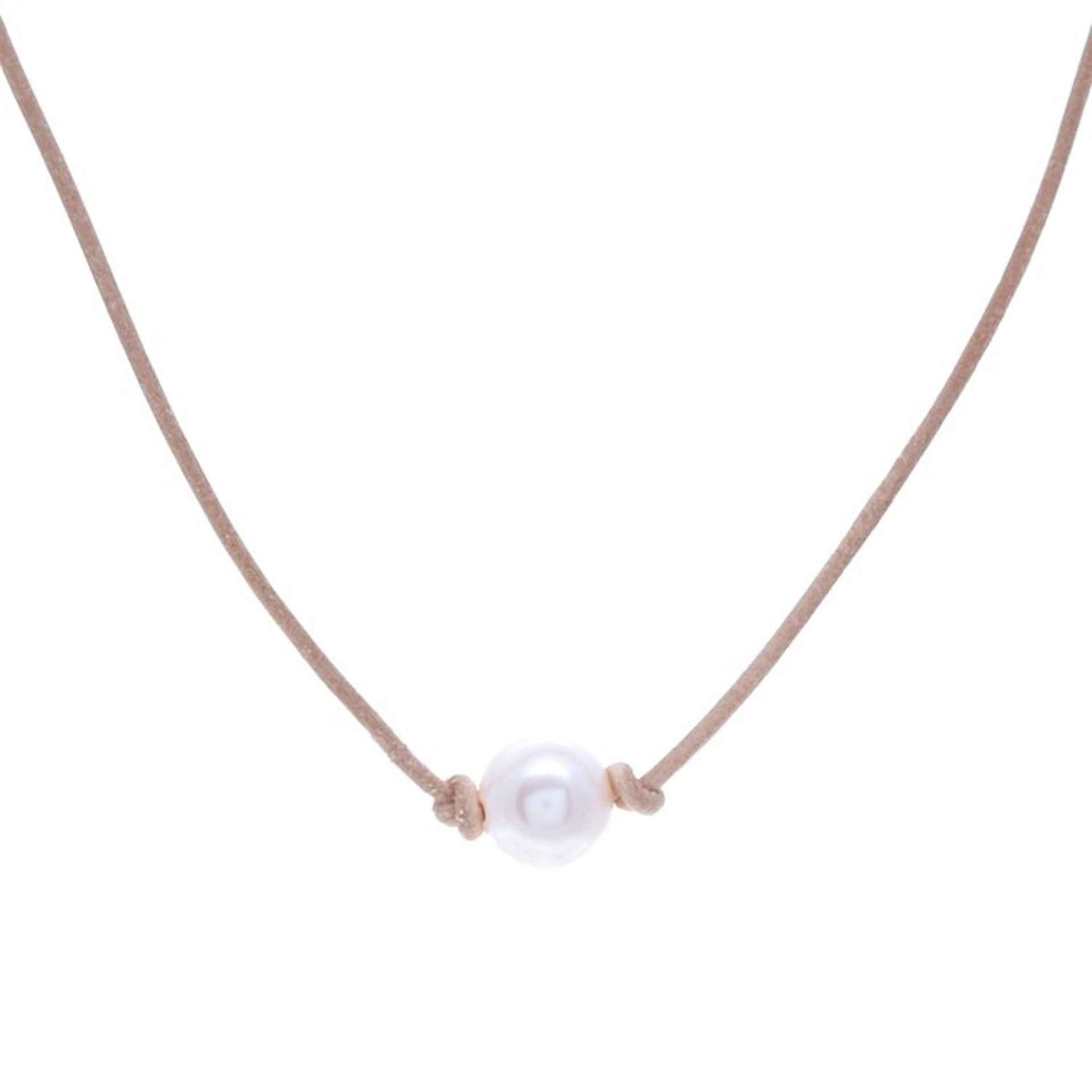 Leather Cord Necklace with Cultured Pearl Pendant and Clasp 'Innocent Soul'