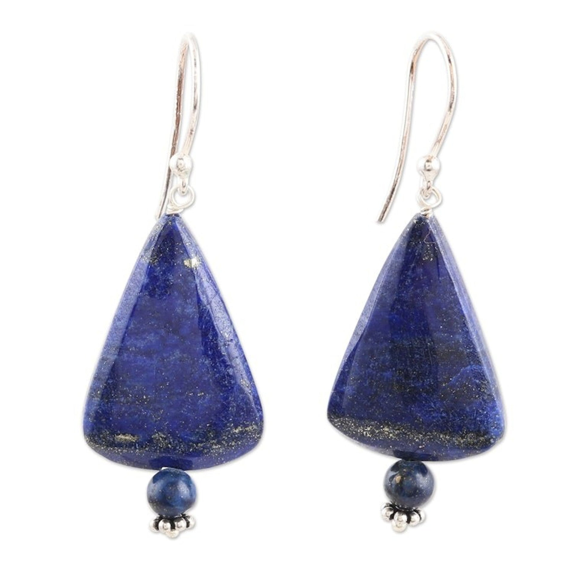 Lapis Lazuli and Sterling Silver Dangle Earrings 'Lost at Sea'