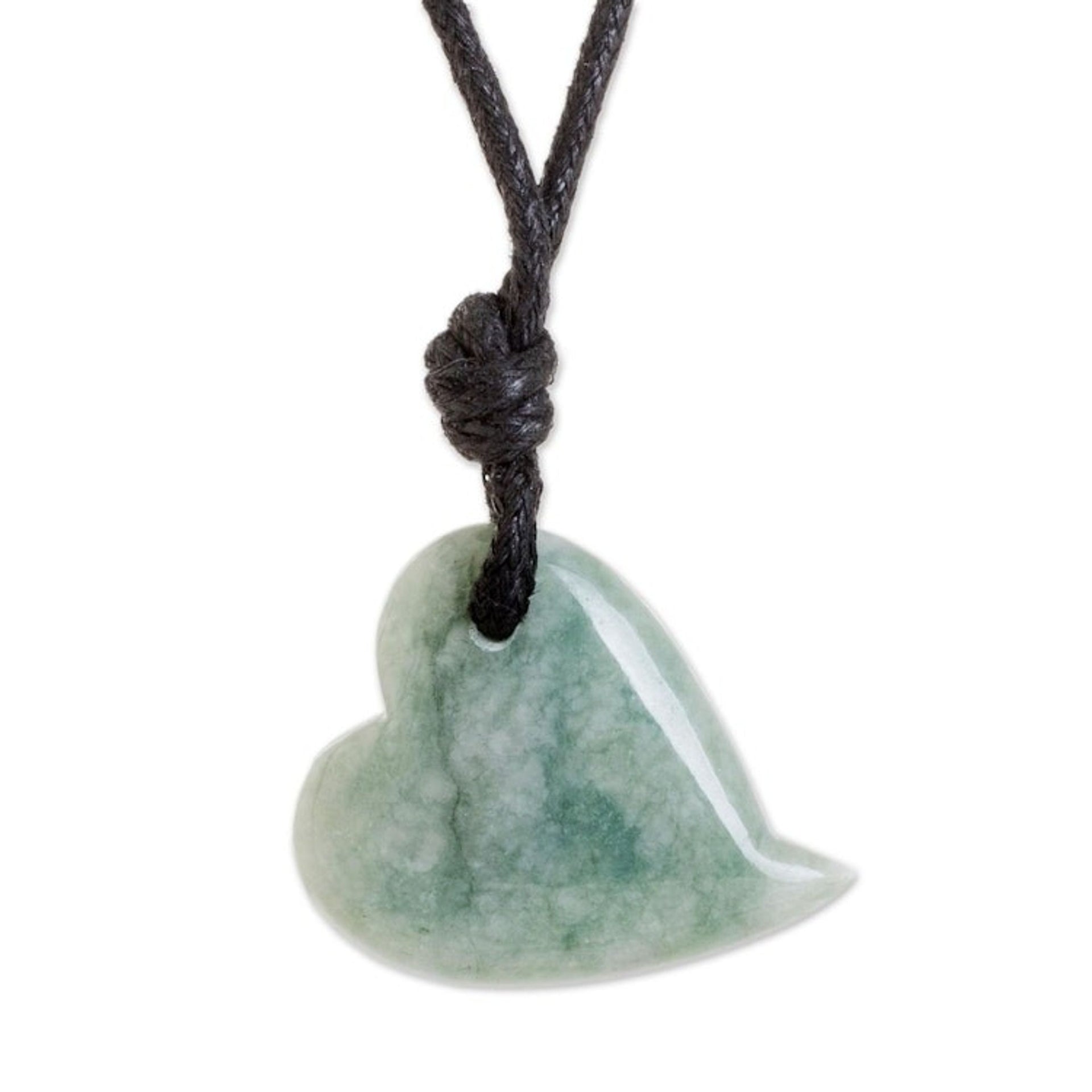 Jade Heart Pendant Necklace in Apple Green from Guatemala 'Apple Green Culture of Love'