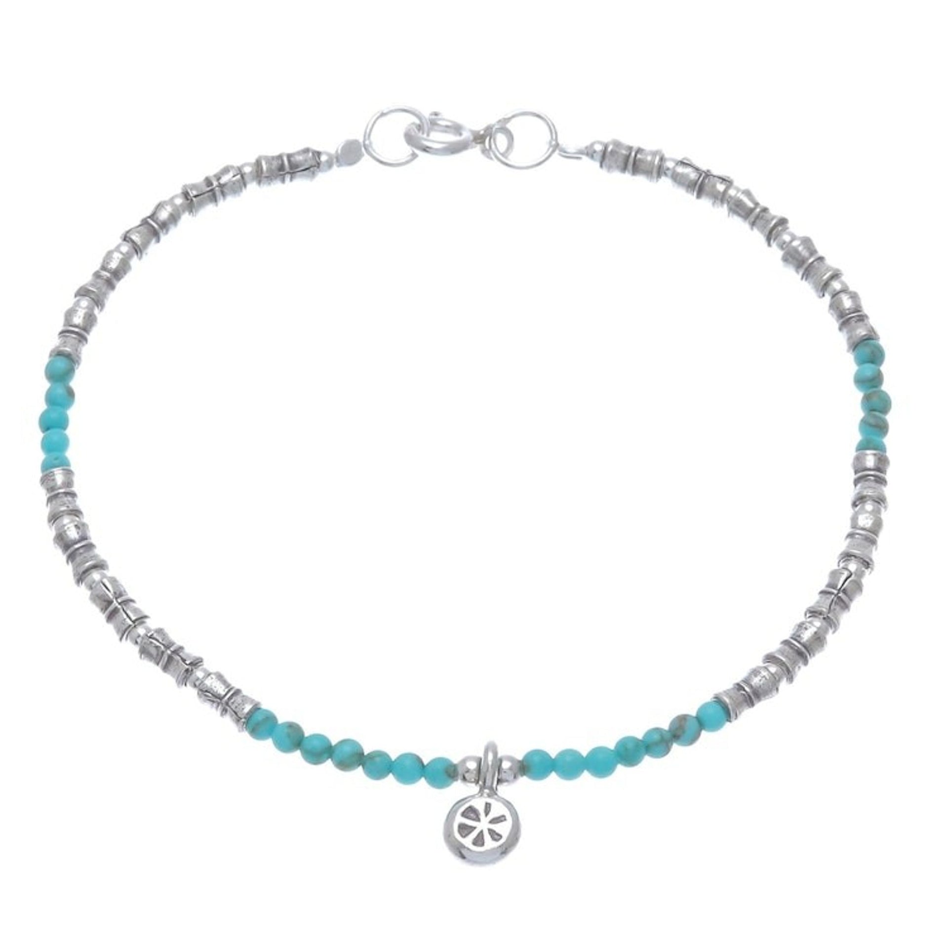 Karen Reconstituted Turquoise Beaded Bracelet from Thailand 'Karen Glee'